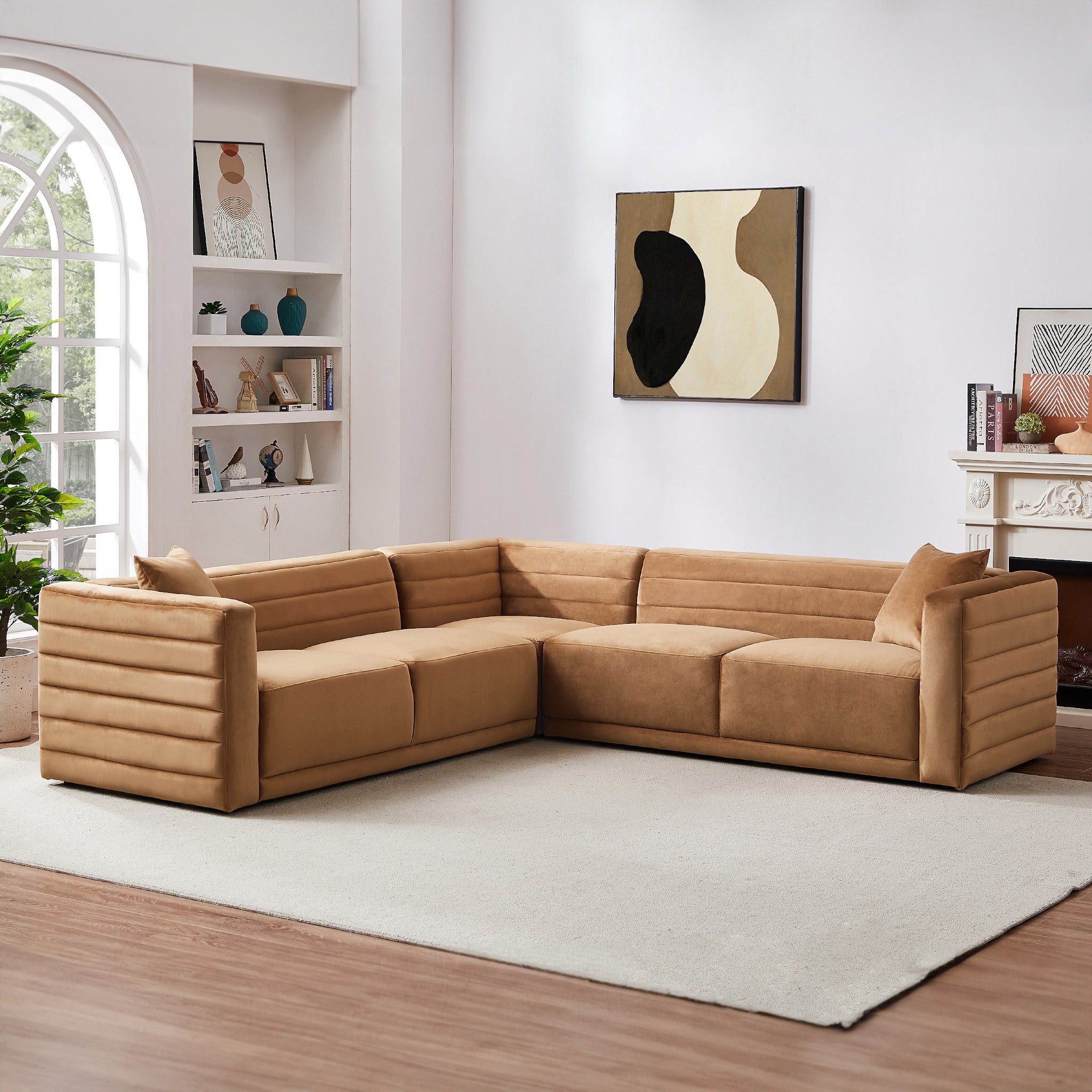 Salen Symmetrical Velvet Corner Sofa