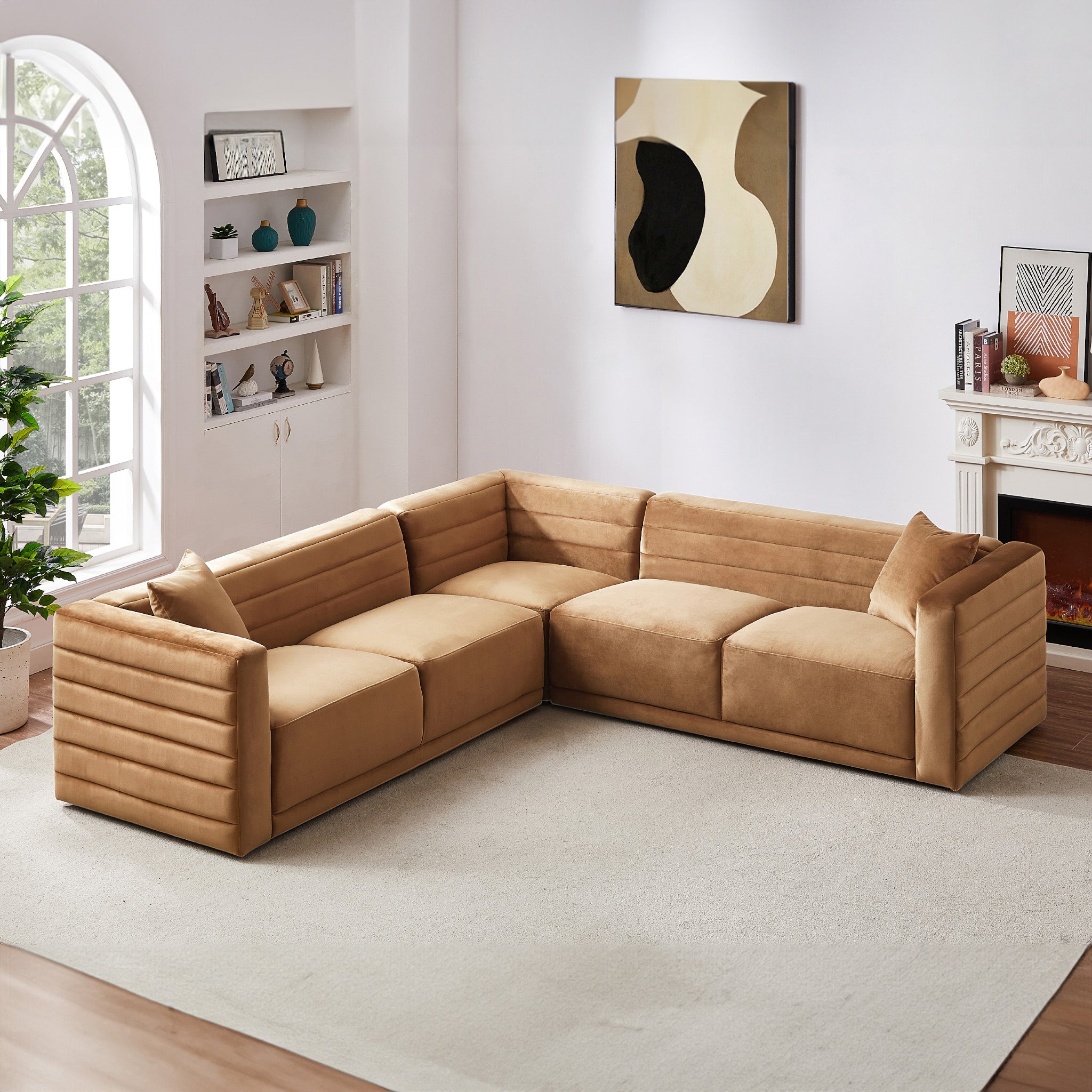 Salen Symmetrical Velvet Corner Sofa