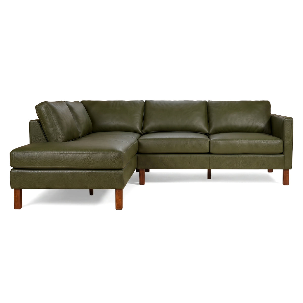 Alabama Green Leather Sectional Sofa