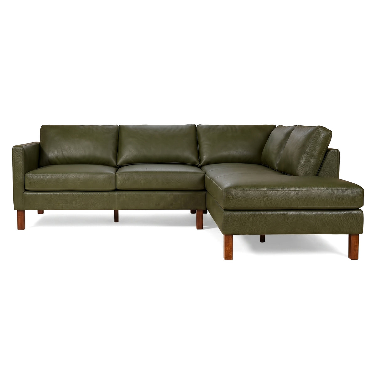 Alabama Green Leather Sectional Sofa