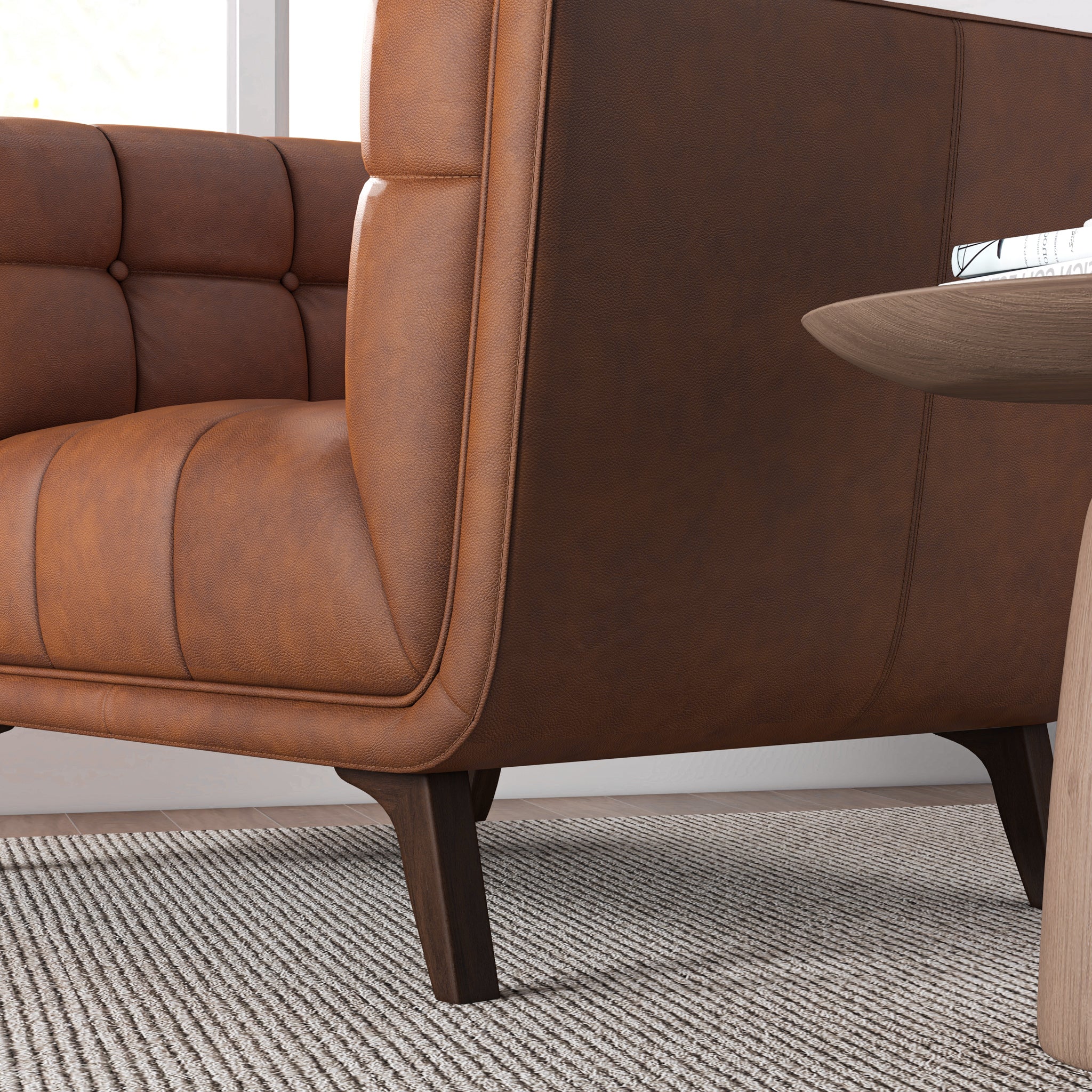 Hancock Mid-Century Modern Cognac Genuine Leather Lounge Chair | New York Modern Furniture