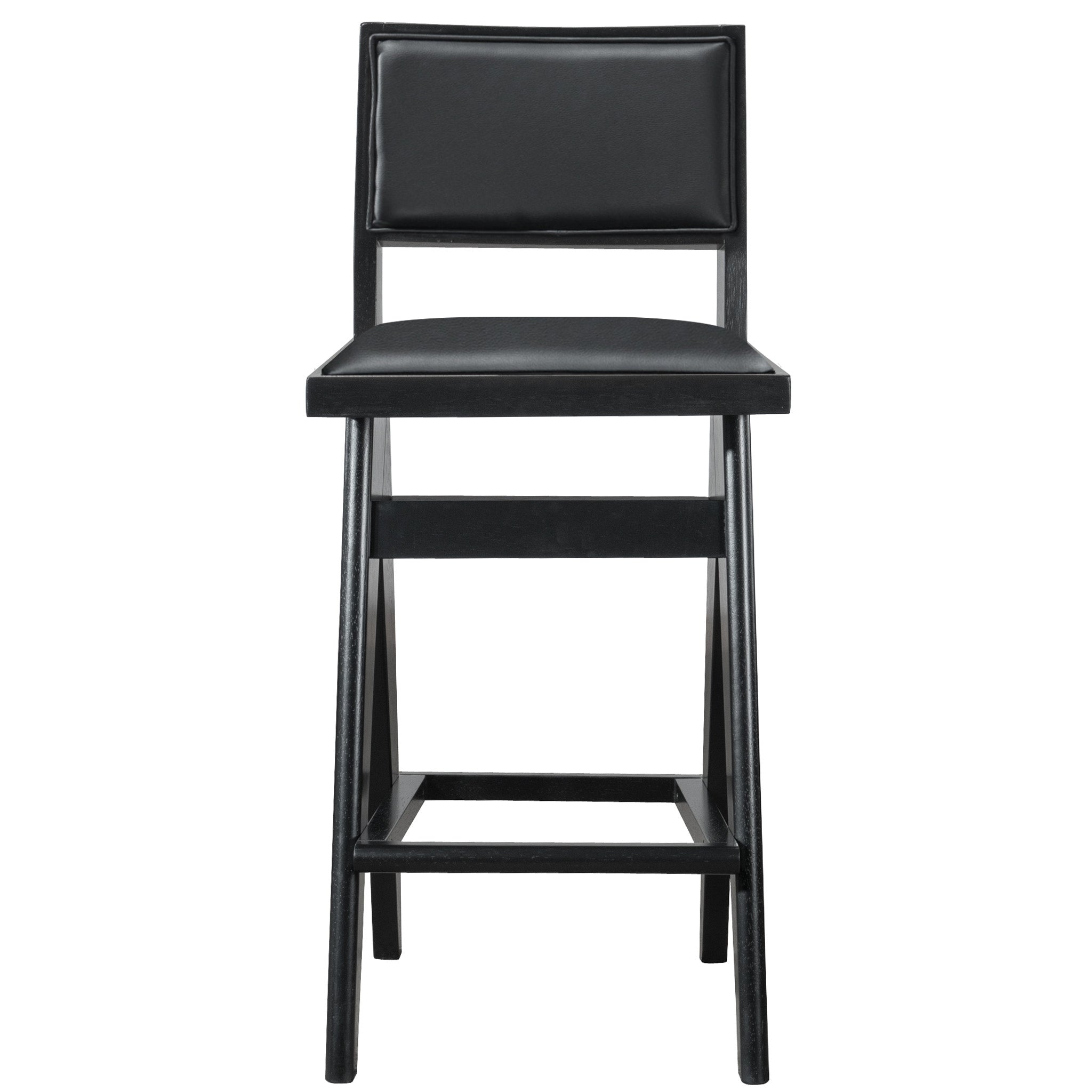 Kora Black Leather Bar Stool - Set of 2