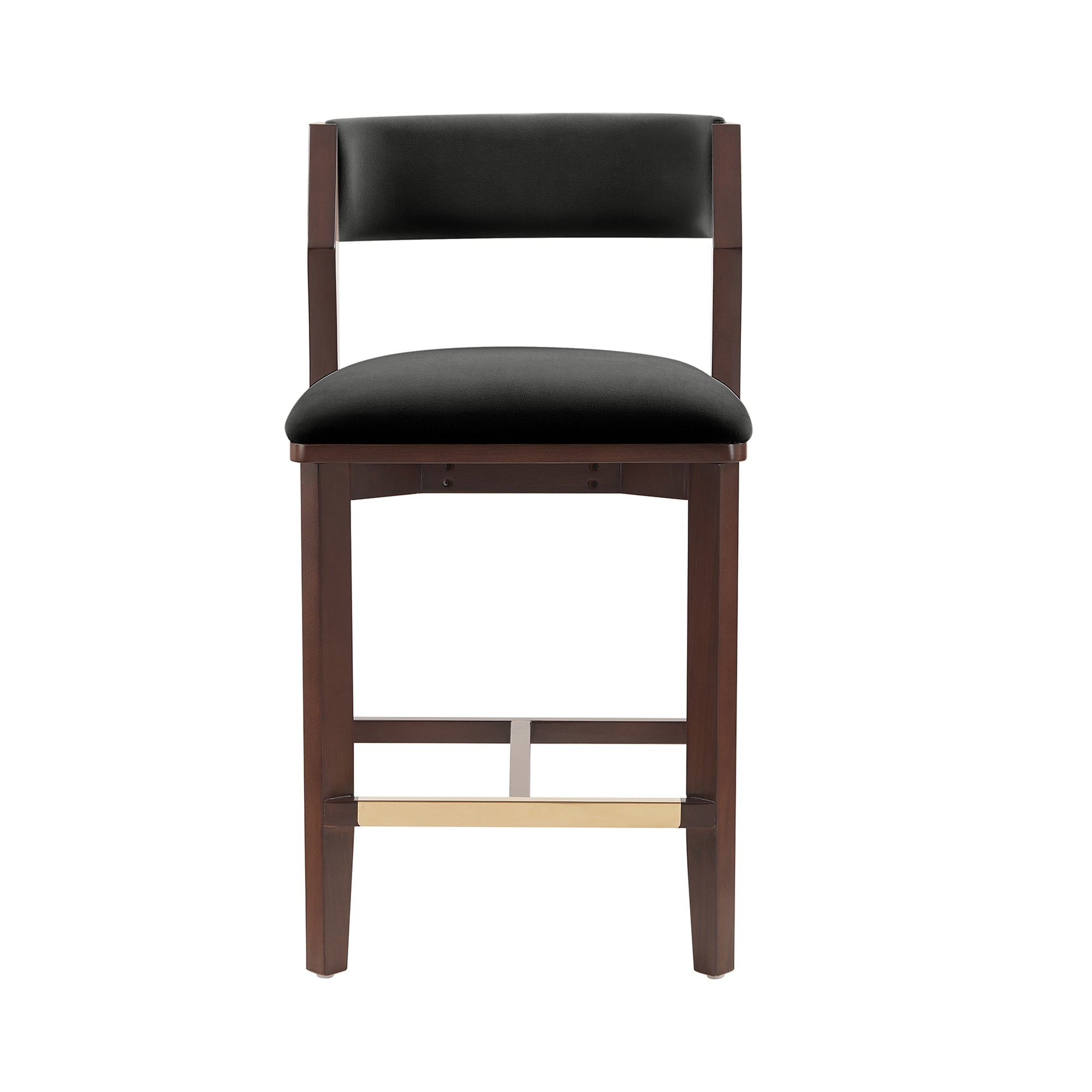 Patricia Velvet Counter Stool with Backrest - Black
