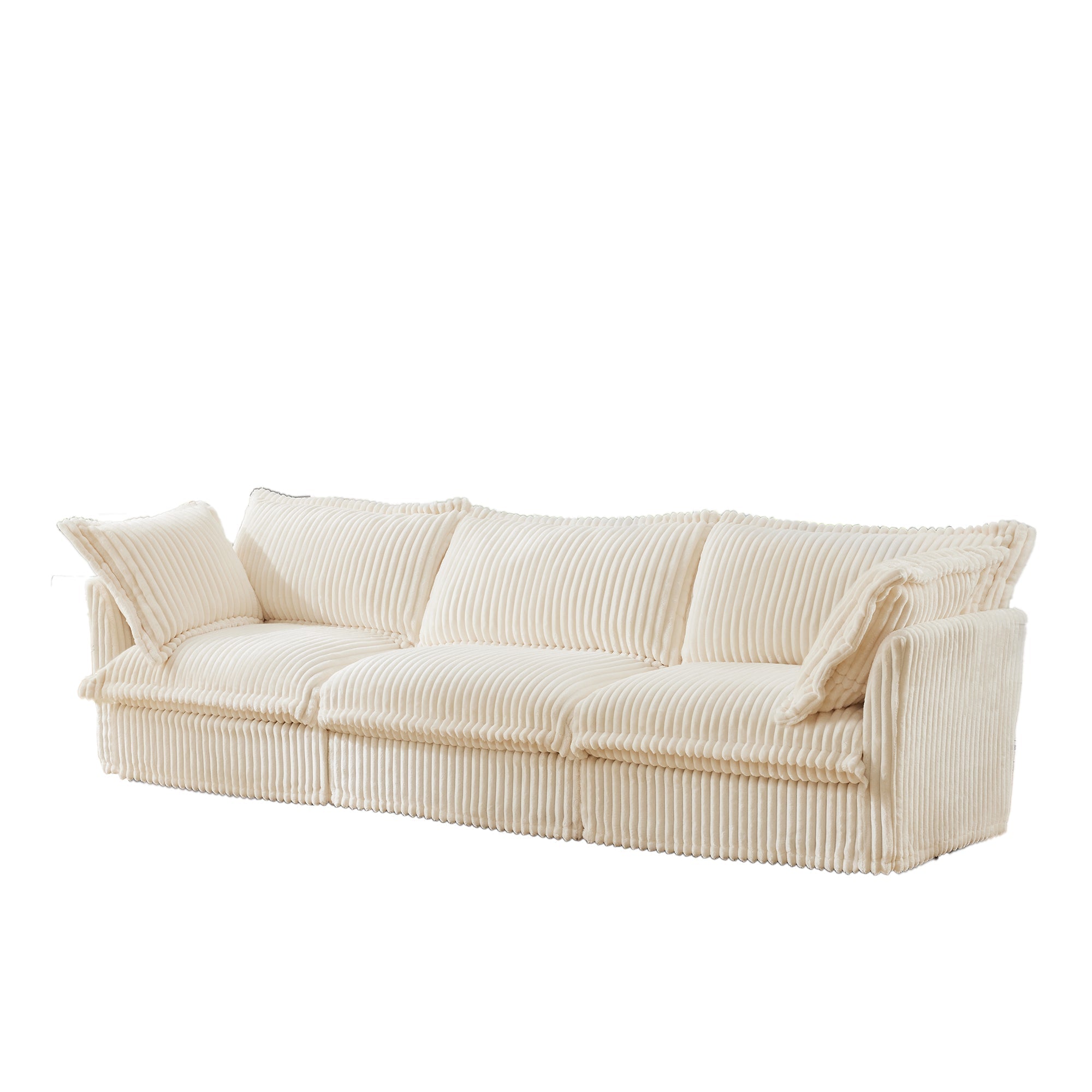 Pierce Slipcovered 3-Seater Corduroy Sofa with Suppleness Armrests