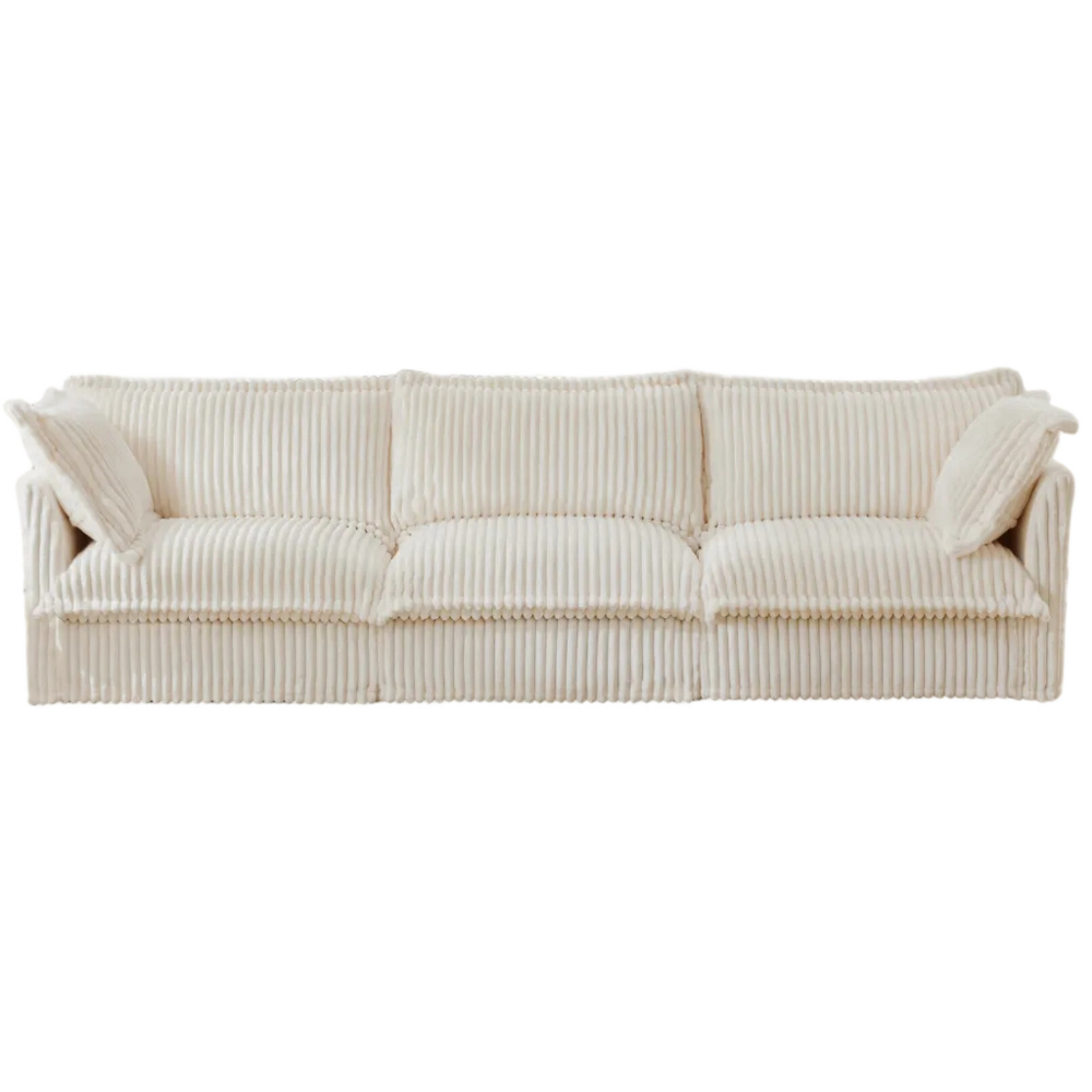 Pierce Slipcovered 3-Seater Corduroy Sofa with Suppleness Armrests