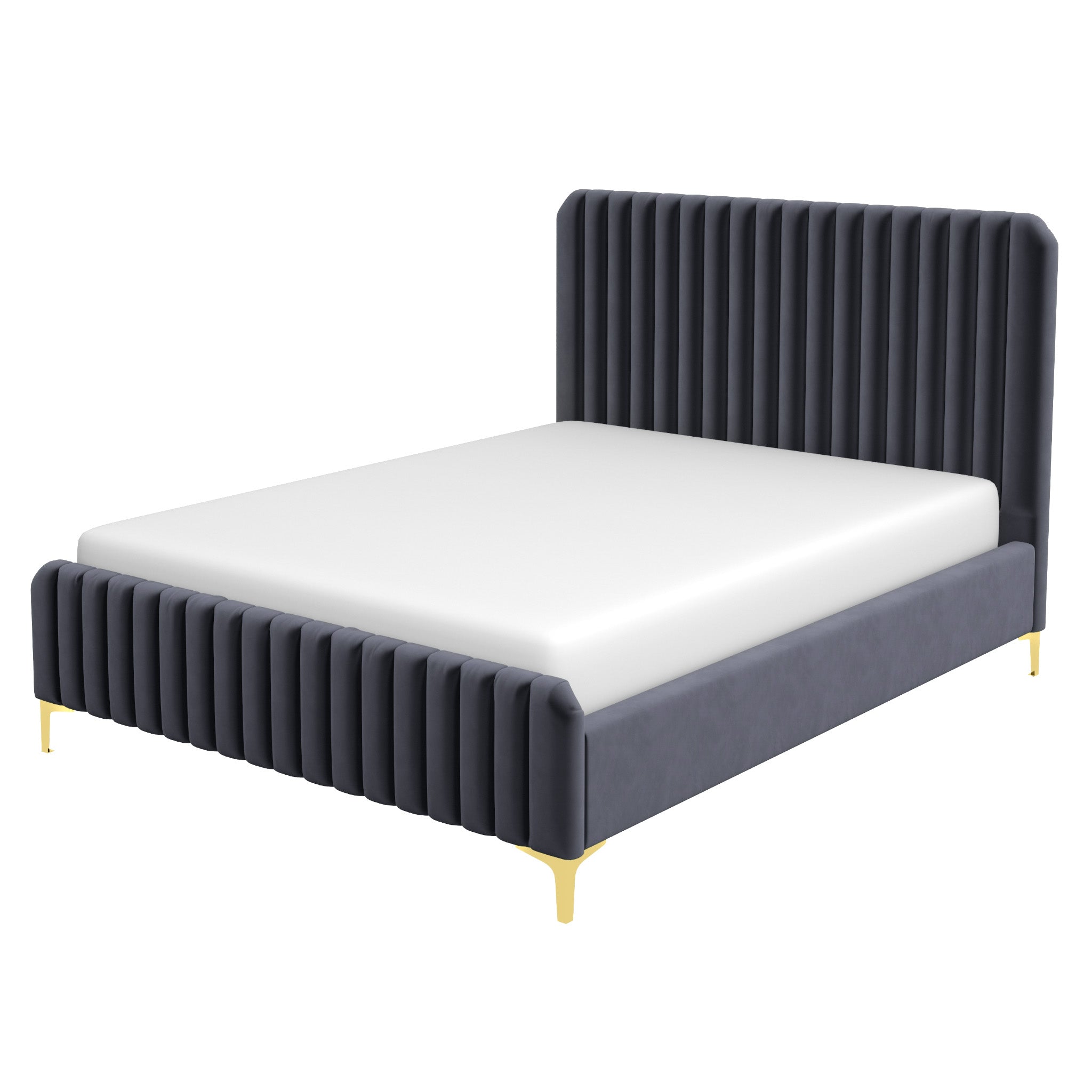 Angela Queen Grey Velvet Platform Bed