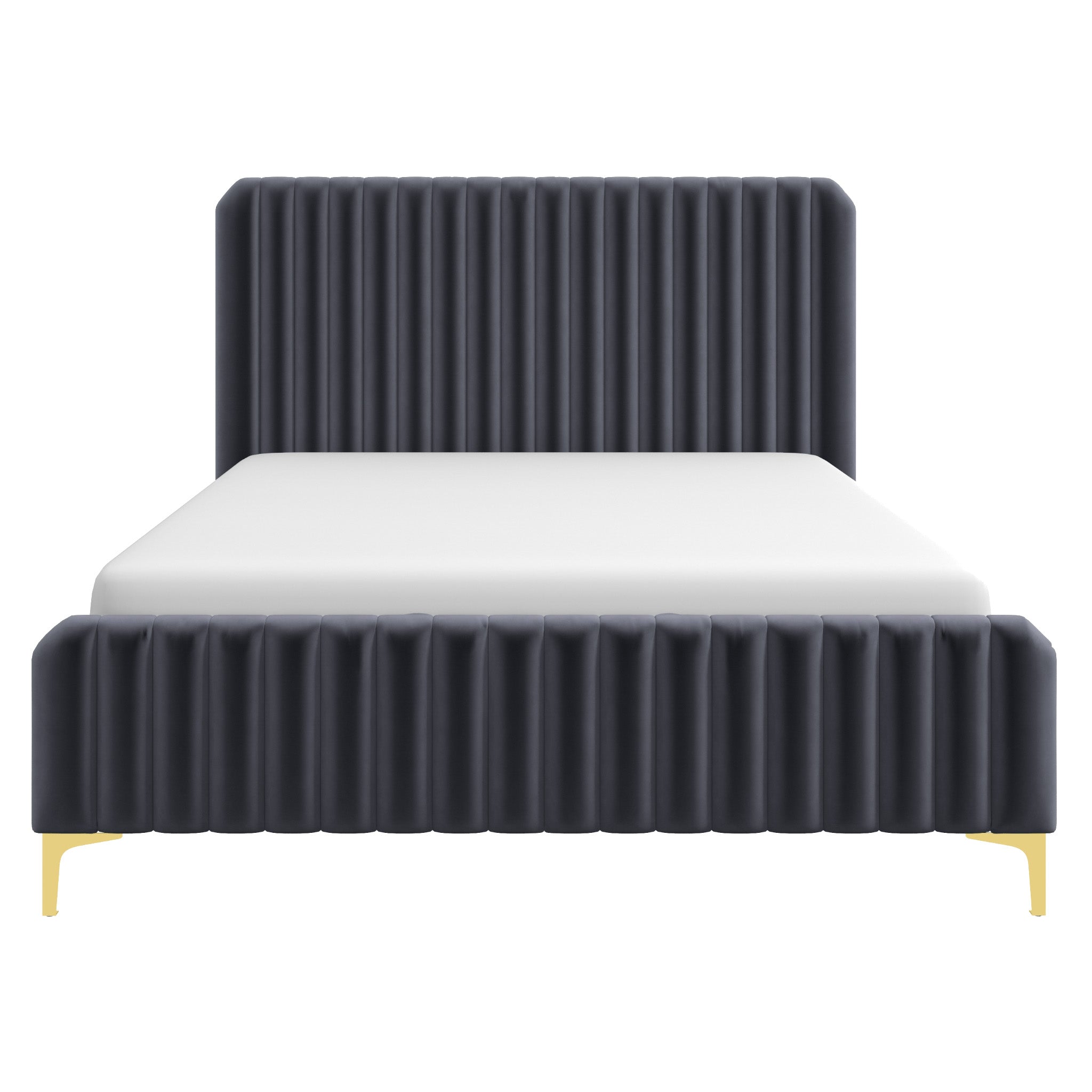 Angela Queen Grey Velvet Platform Bed