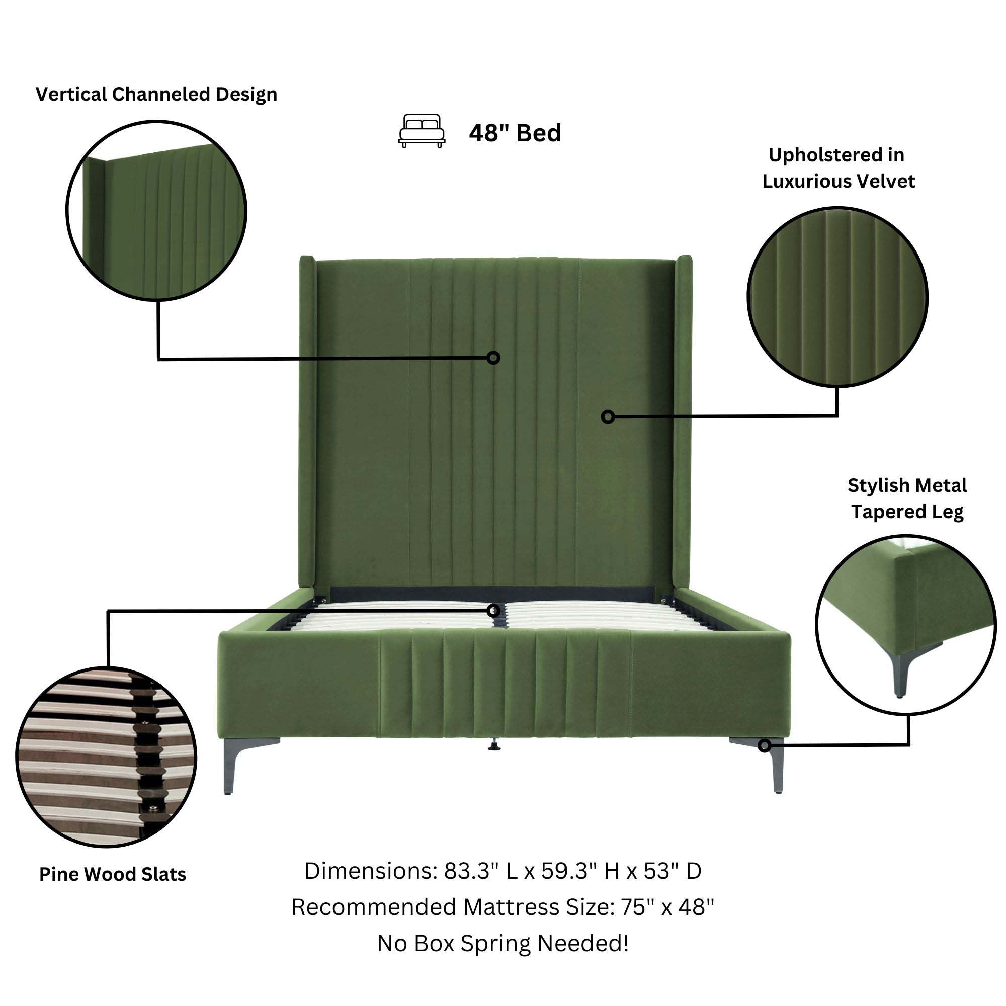 Promenade 53" Bed in Moss Green