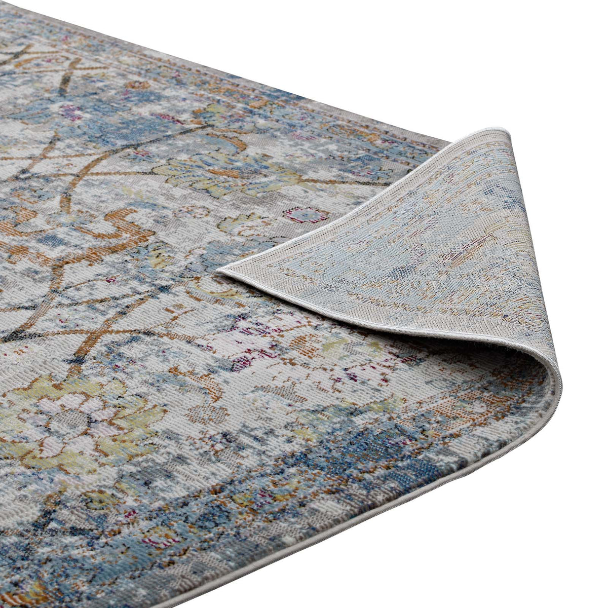 Minu Distressed Floral Lattice Area Rug