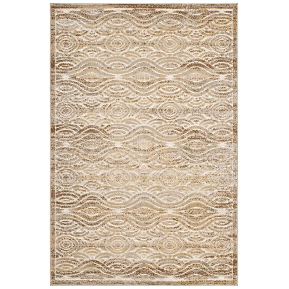 Kennocha Rustic Vintage Abstract Waves Area Rug
