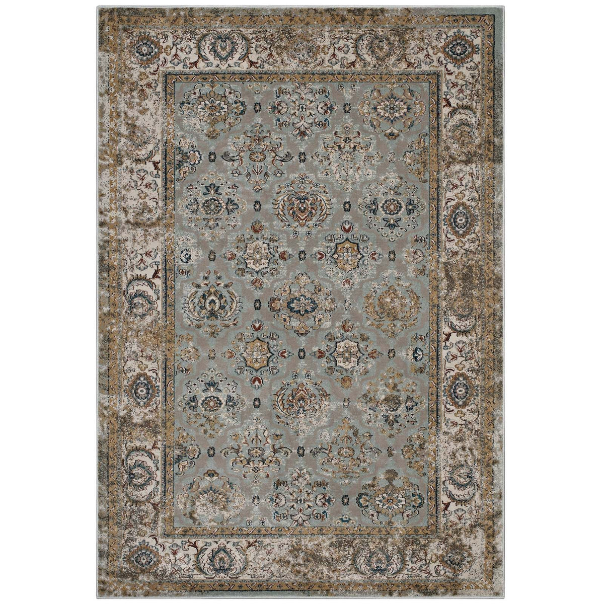 Hisa Distressed Vintage Floral Lattice Area Rug