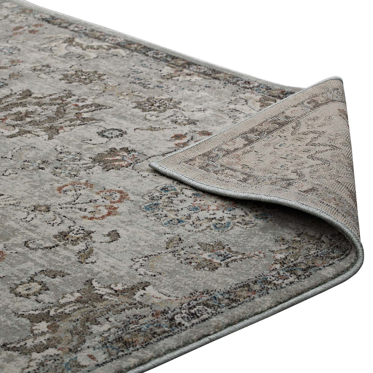 Hana Distressed Vintage FloralLattice Area Rug