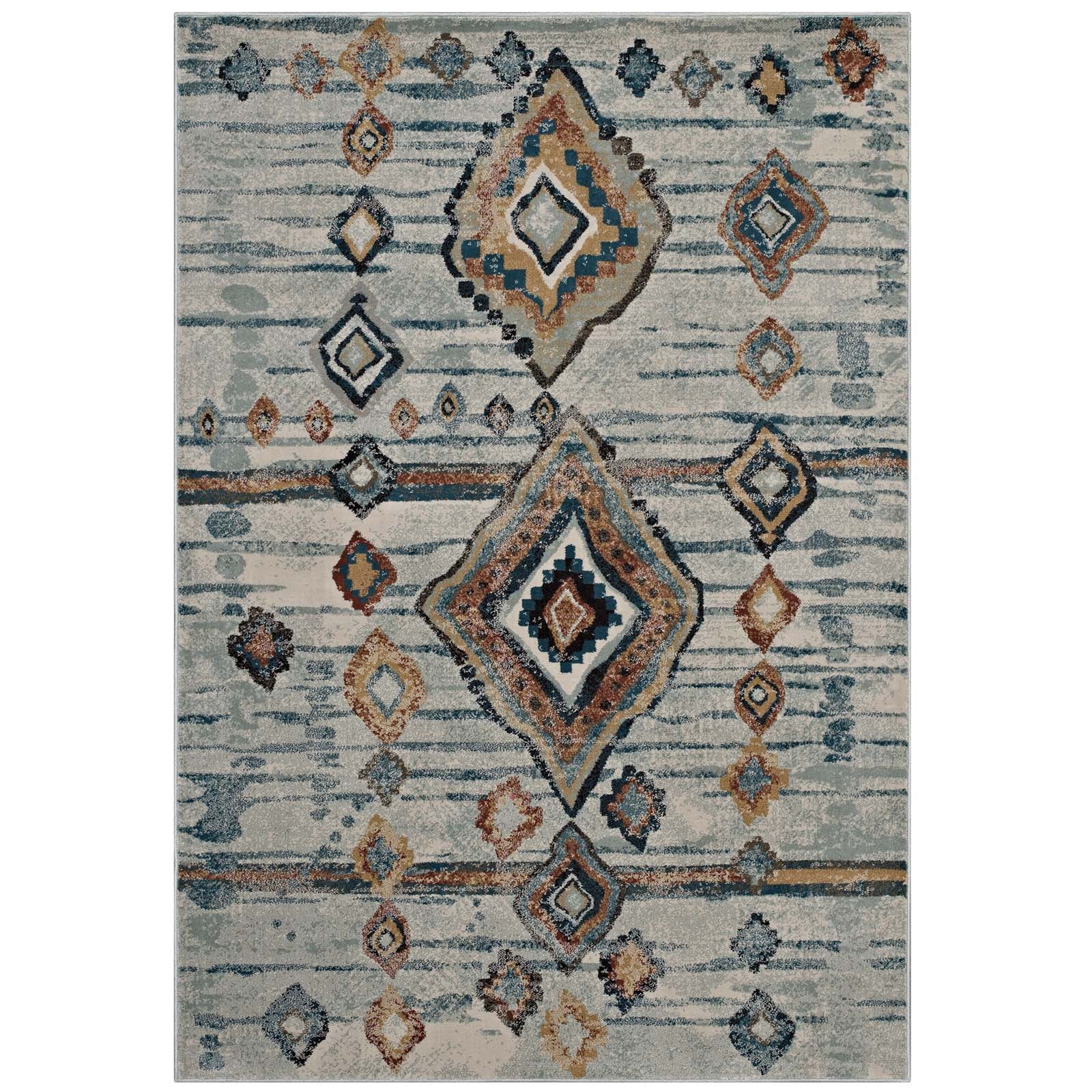 Moroccan Tribal Diamond Area Rug | Two-Ply Polypropylene | New