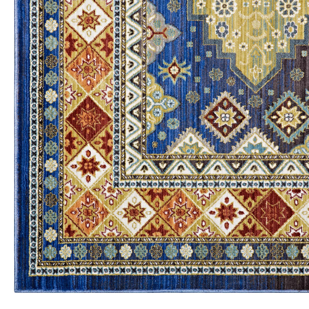 Atzi Distressed Southwestern Diamond Floral Area Rug