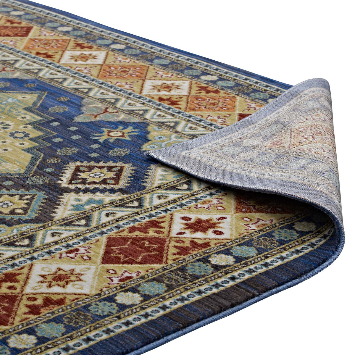 Atzi Distressed Southwestern Diamond Floral Area Rug