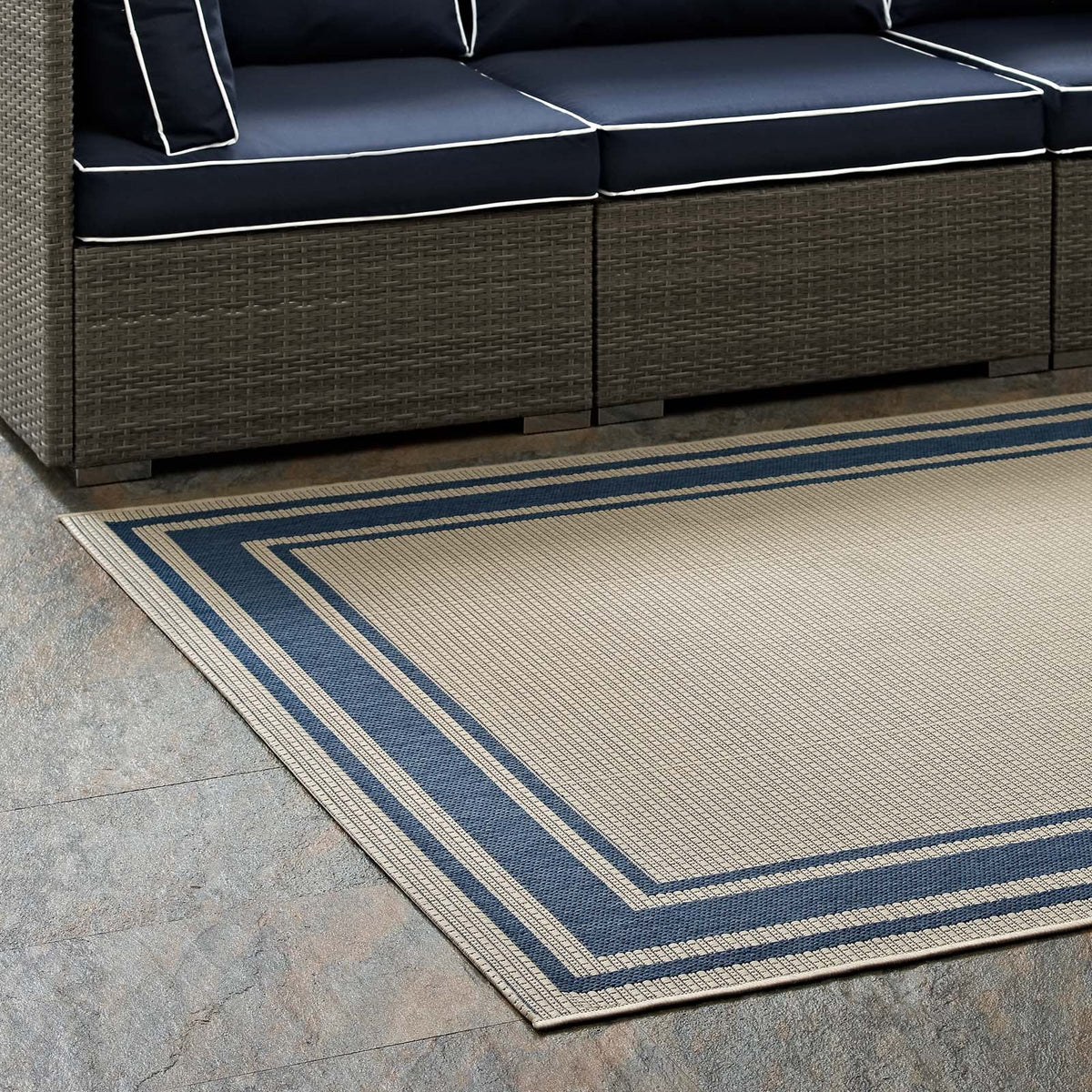 Rim Solid Border Indoor and Outdoor Area Rug - view 26