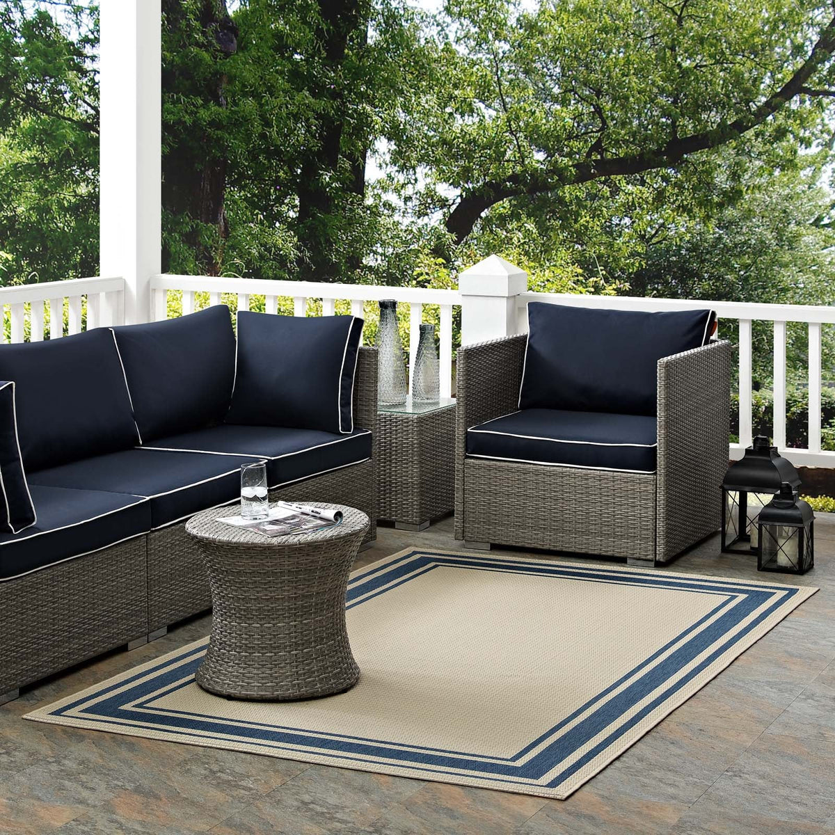 Rim Solid Border Indoor and Outdoor Area Rug - view 36
