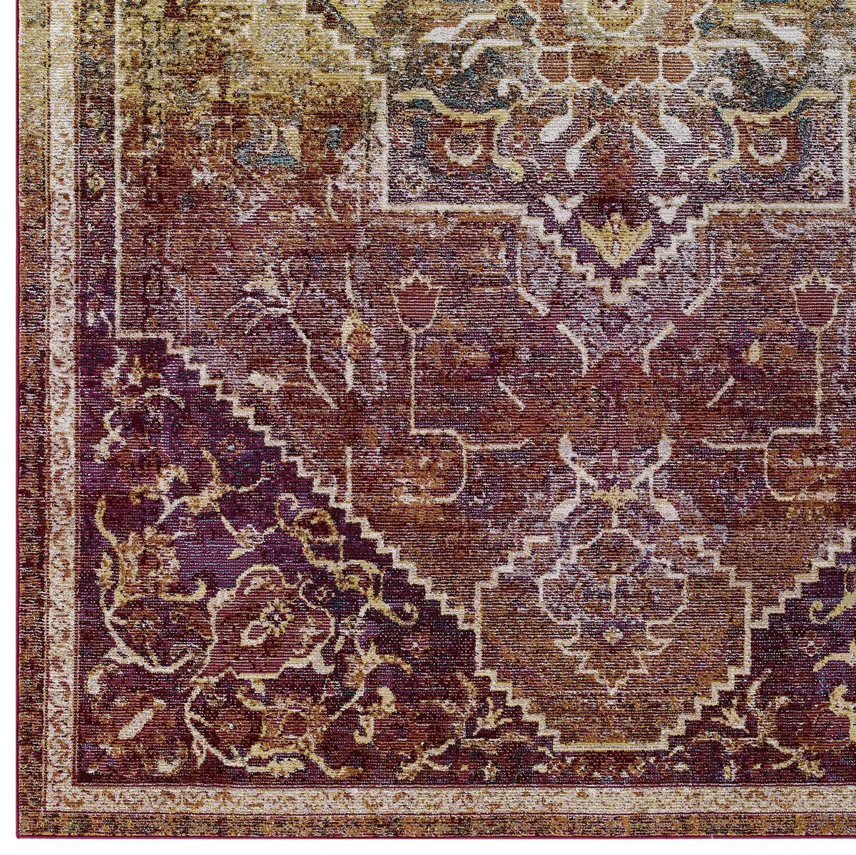 Success Kaede Transitional Distressed Vintage Floral Vintage Medallion Area Rug