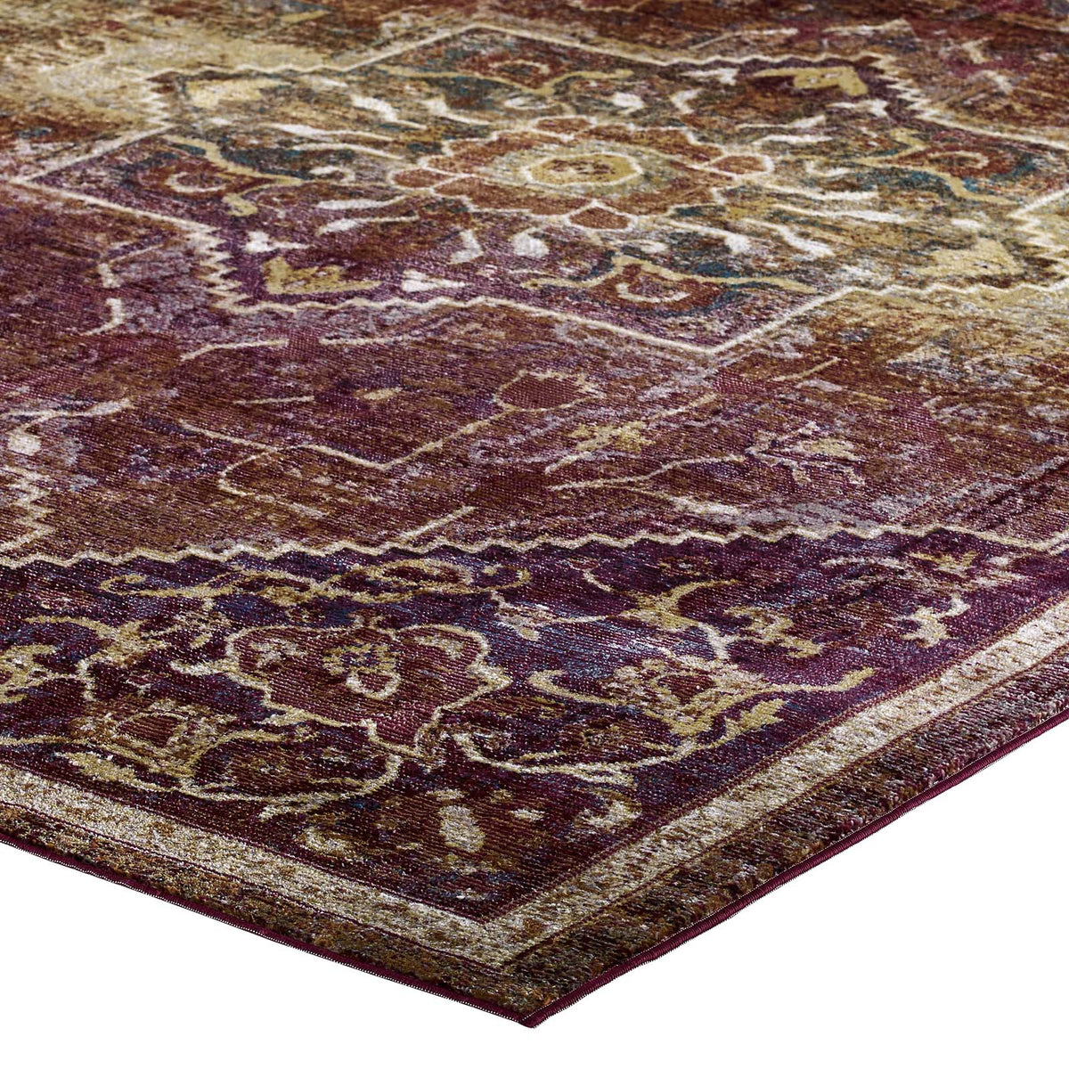 Success Kaede Transitional Distressed Vintage Floral Vintage Medallion Area Rug