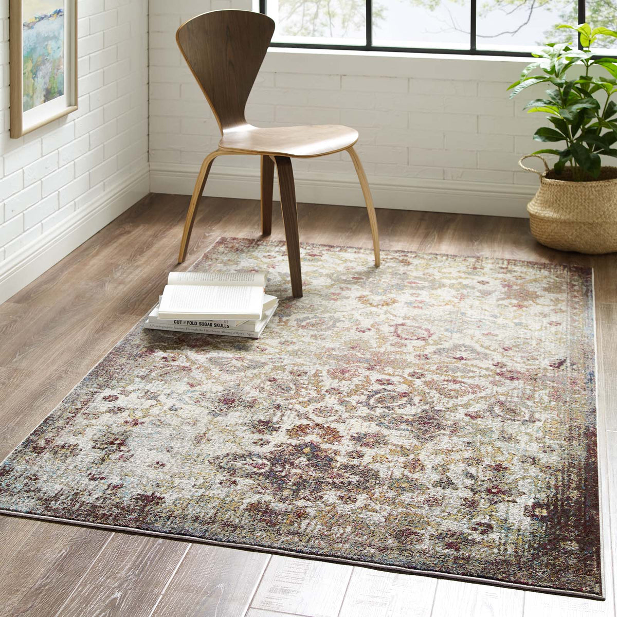 Success Kaede Distressed Vintage Floral Moroccan Trellis Area Rug