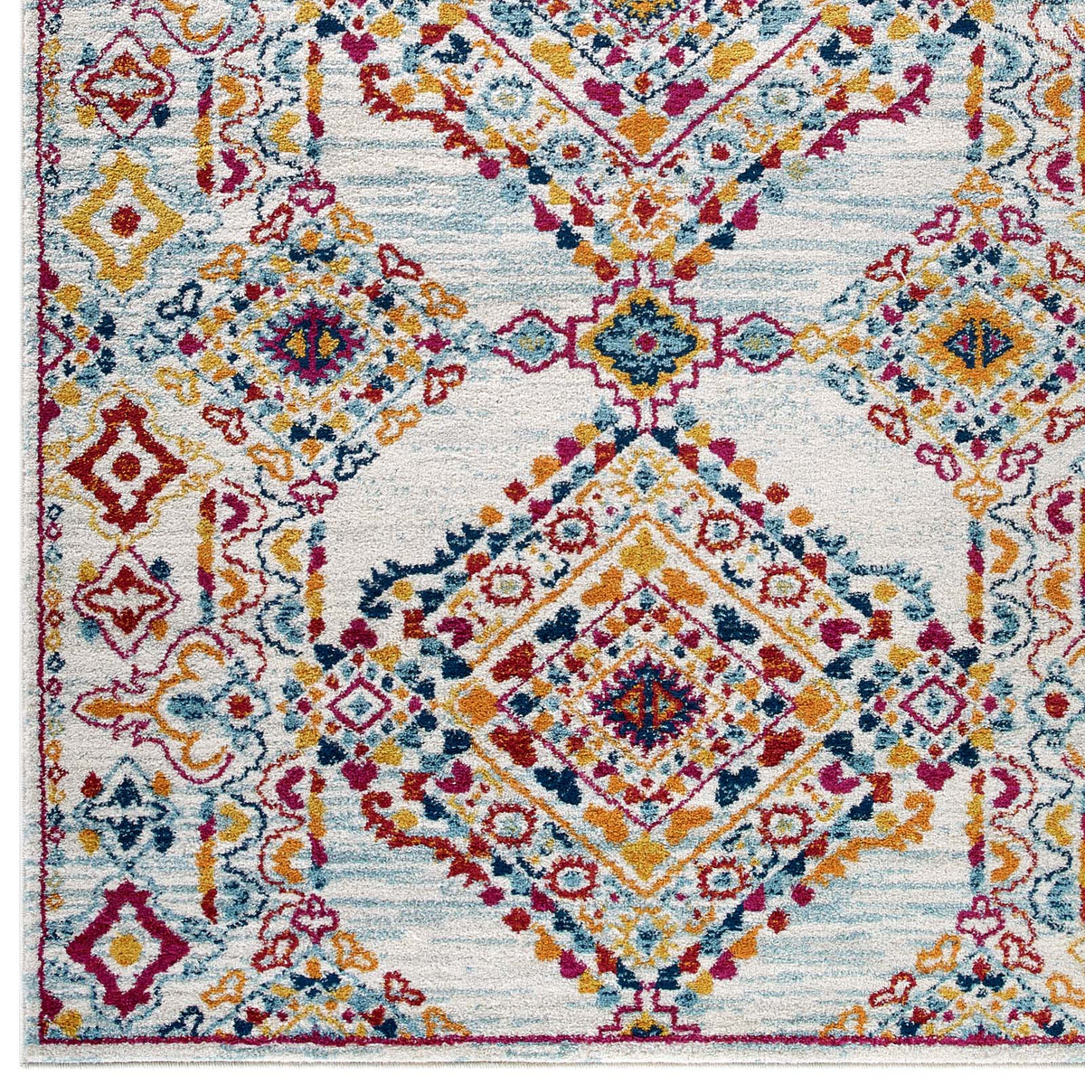 Entourage Khalida Distressed Floral Lattice Area Rug, 5x8, Ivory Blue Orange Yellow Red - view 2