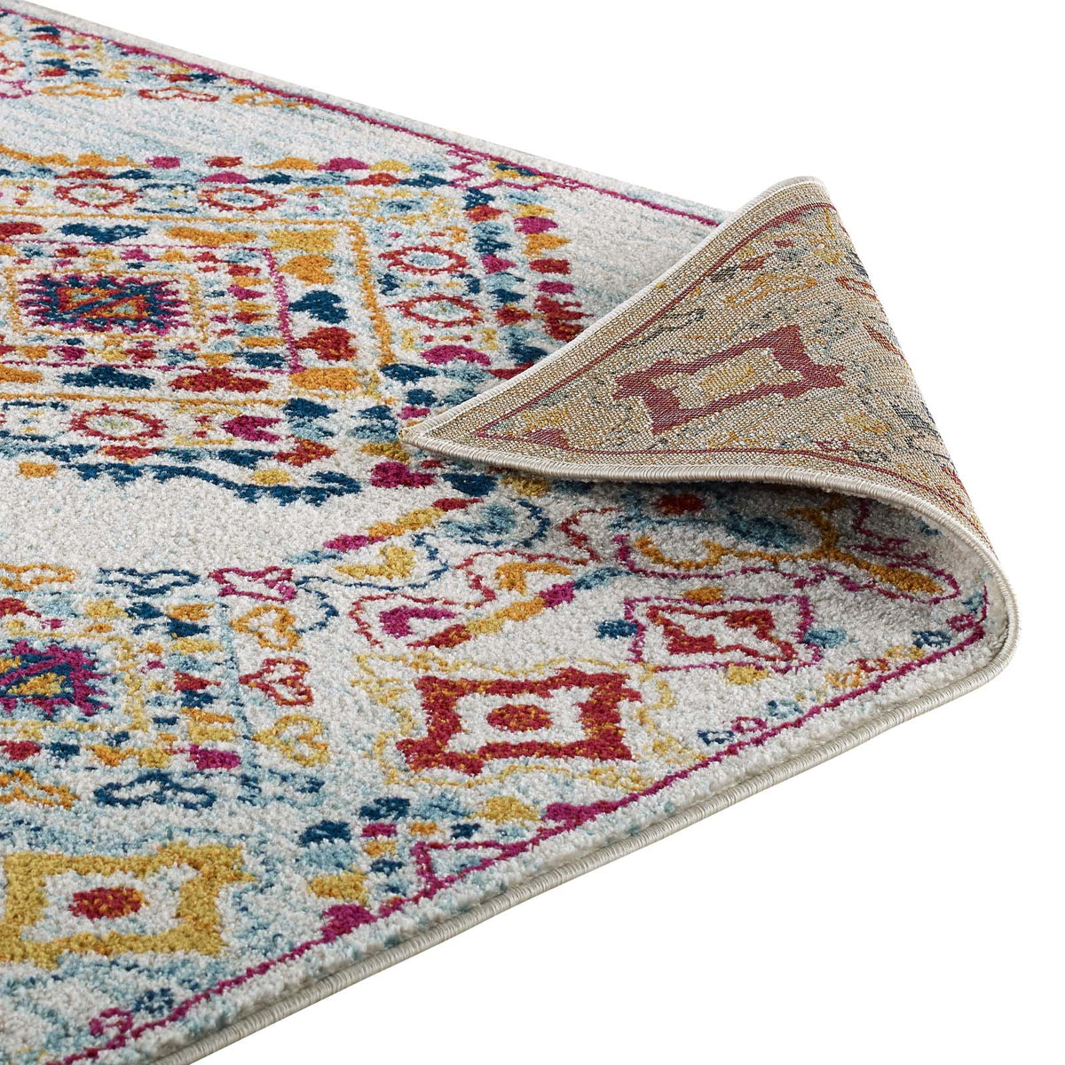 Entourage Khalida Distressed Floral Lattice Area Rug, 5x8, Ivory Blue Orange Yellow Red - view 4