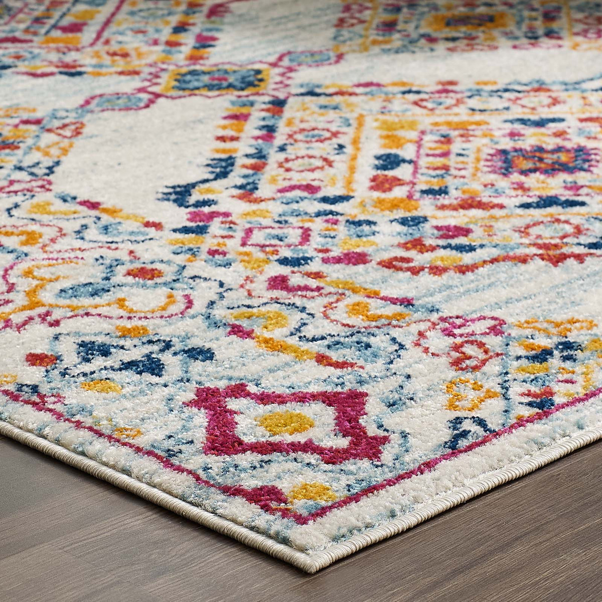 Entourage Khalida Distressed Floral Lattice Area Rug, 5x8, Ivory Blue Orange Yellow Red - view 5