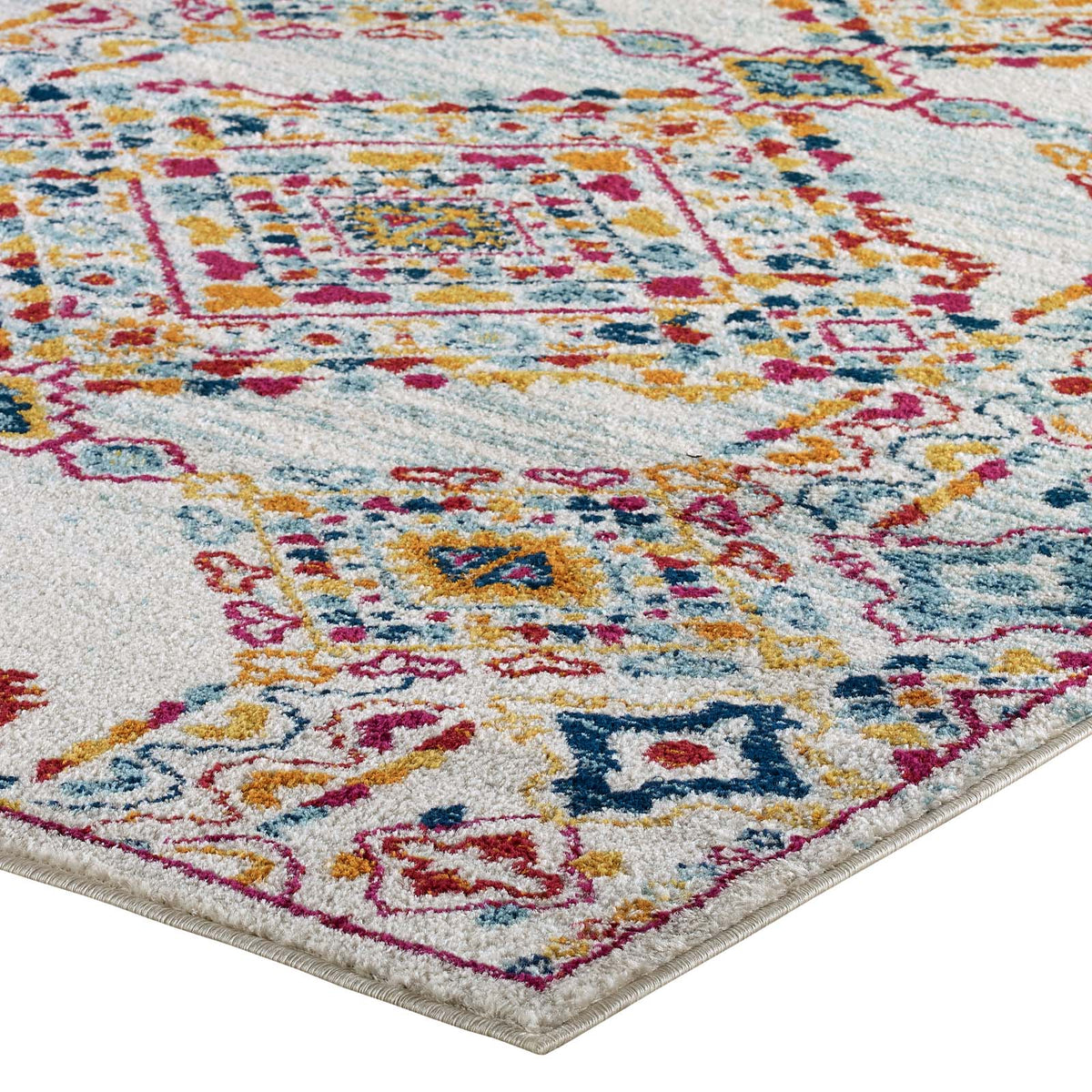 Entourage Khalida Distressed Floral Lattice Area Rug, 8x10, Ivory Blue Orange Yellow Red - view 3