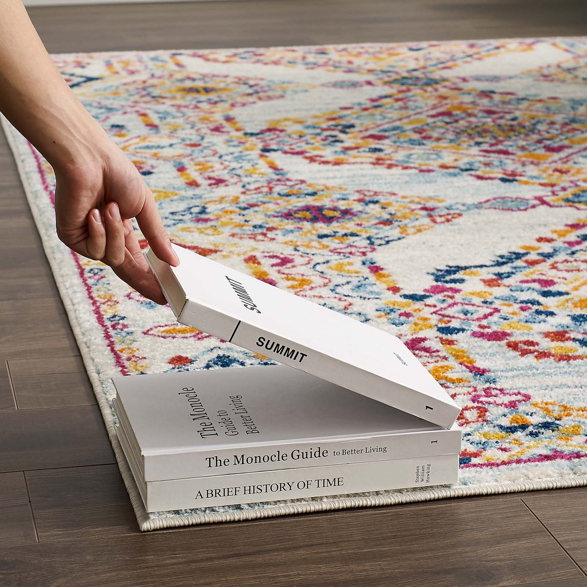 Entourage Khalida Distressed Floral Lattice Area Rug, 8x10, Ivory Blue Orange Yellow Red - view 6