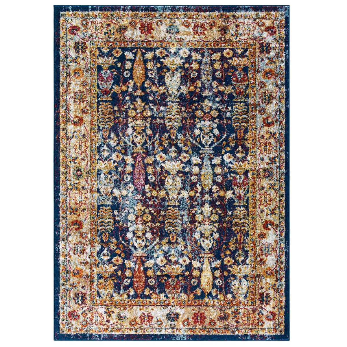 Entourage Jessa Distressed Vintage Floral Lattice Area Rug