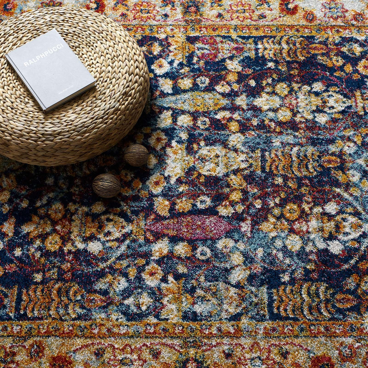 Entourage Jessa Distressed Vintage Floral Lattice Area Rug