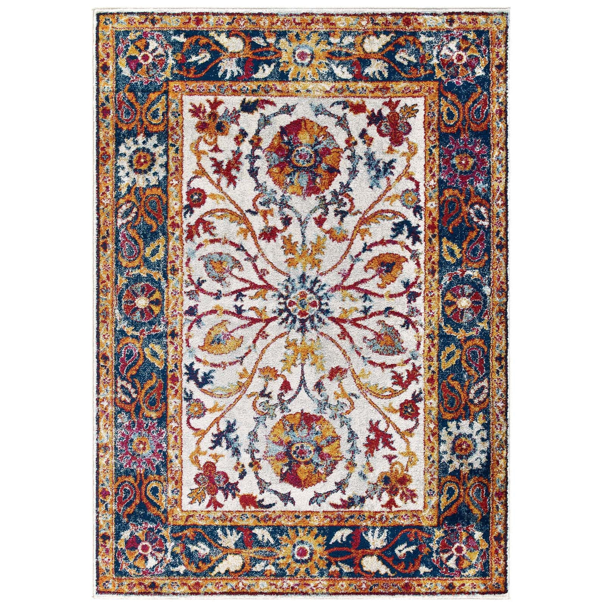 Entourage Samira Distressed Vintage Floral Vintage Medallion Area Rug