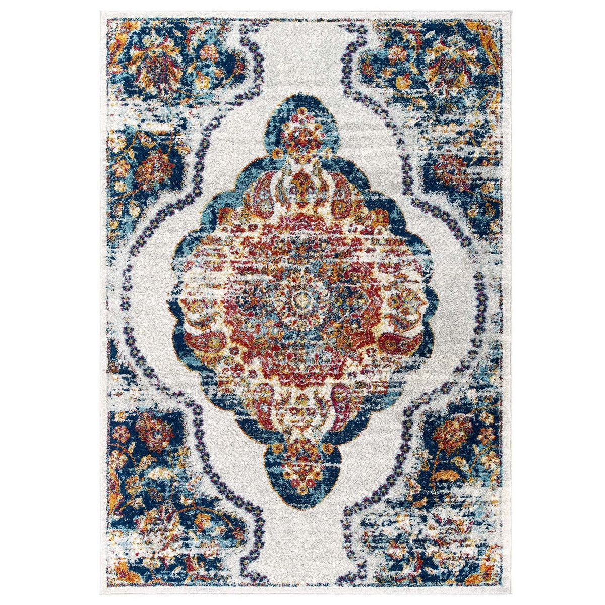 Entourage Malia Distressed Vintage Floral Vintage Medallion Area Rug