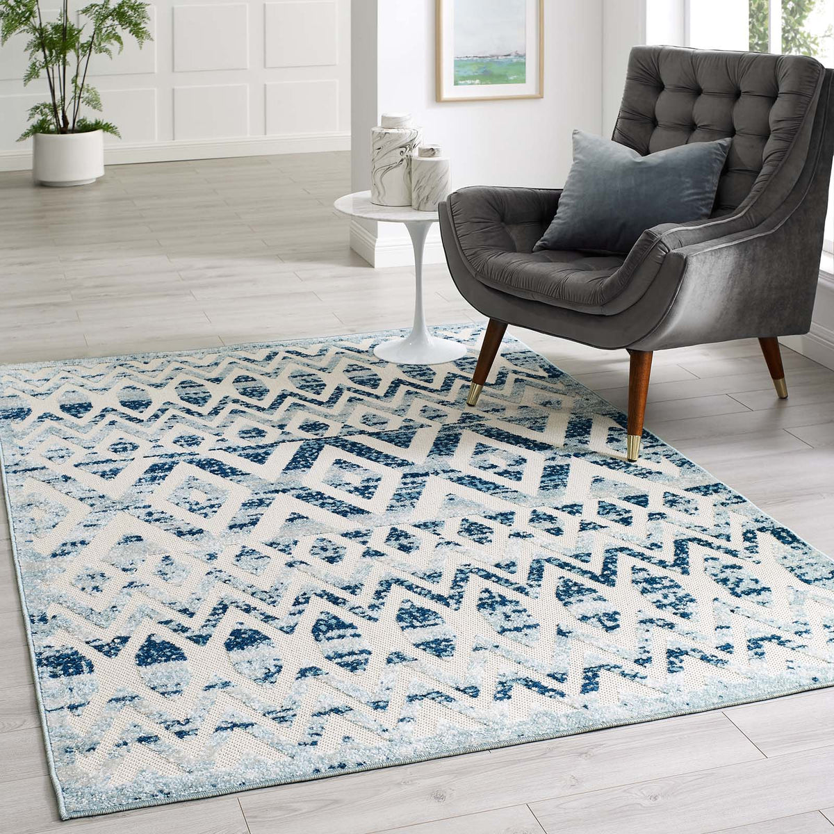 Reflect Tamako Diamond and Chevron Moroccan Trellis Indoor / Outdoor Area Rug - view 17