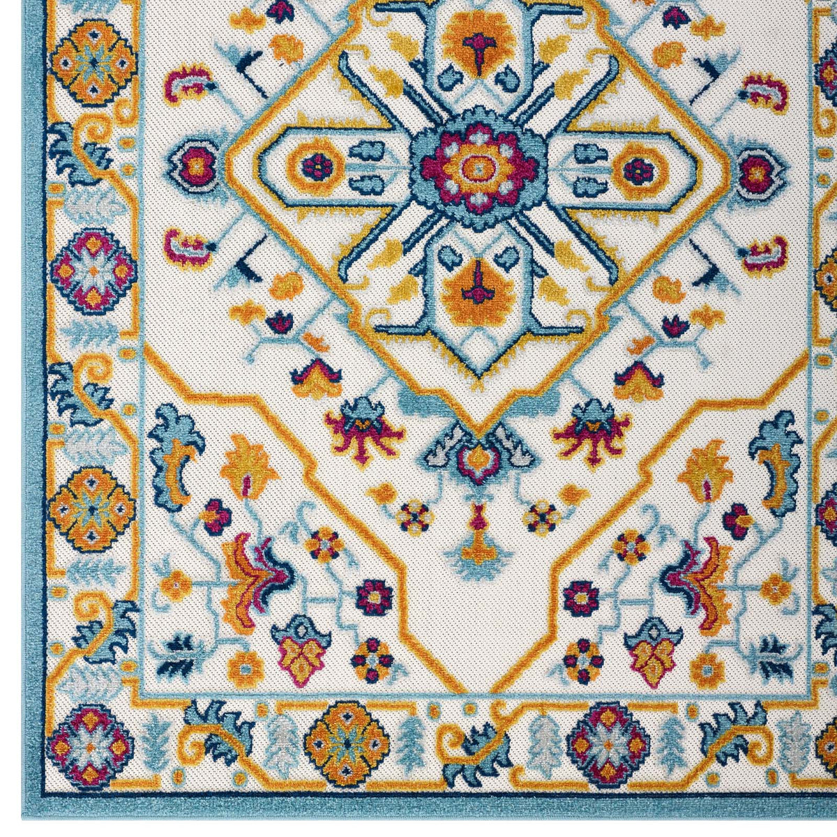 Reflect Freesia Distressed Floral Vintage Medallion Indoor and Outdoor Area Rug - view 2