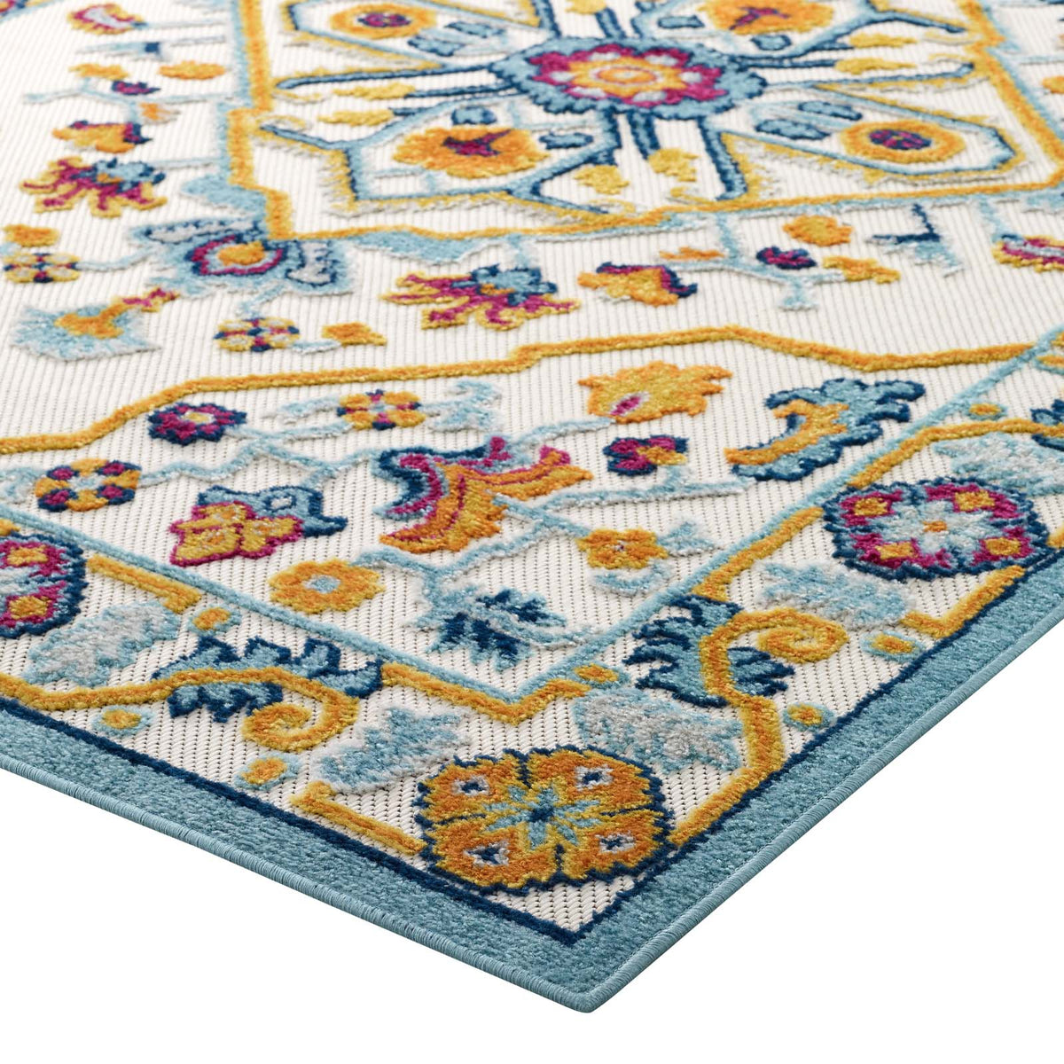 Reflect Freesia Distressed Floral Vintage Medallion Indoor and Outdoor Area Rug - view 3