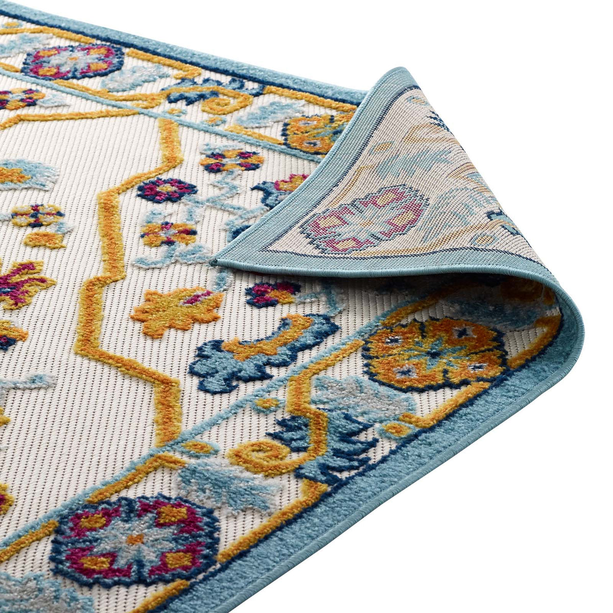 Reflect Freesia Distressed Floral Vintage Medallion Indoor and Outdoor Area Rug - view 4