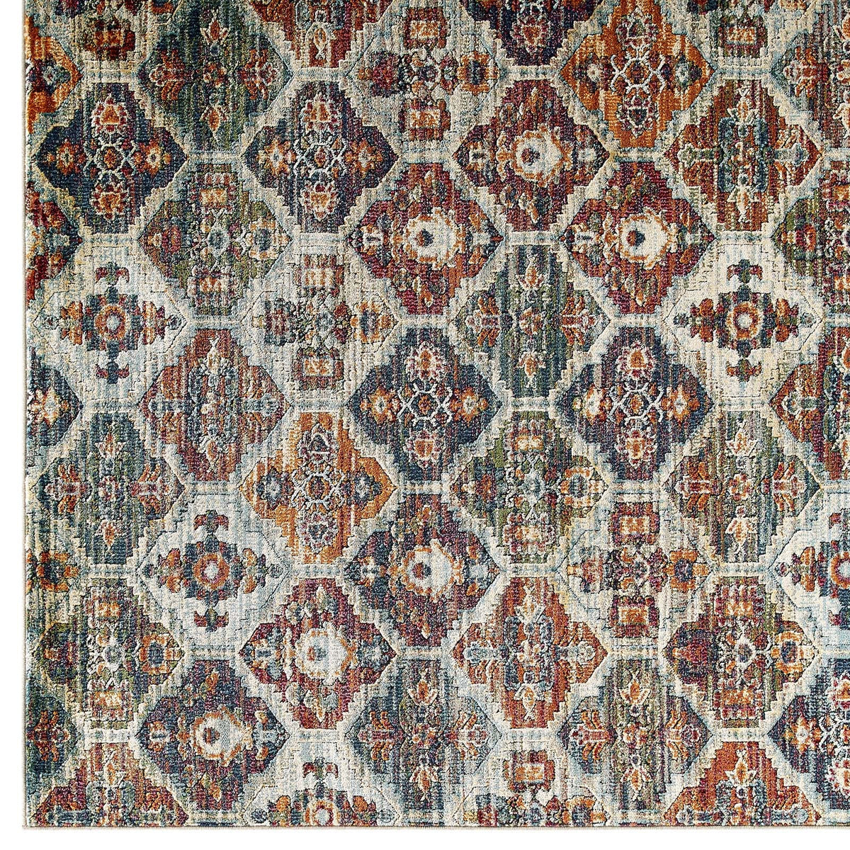 Tribute Azalea Distressed Vintage Floral Lattice Area Rug