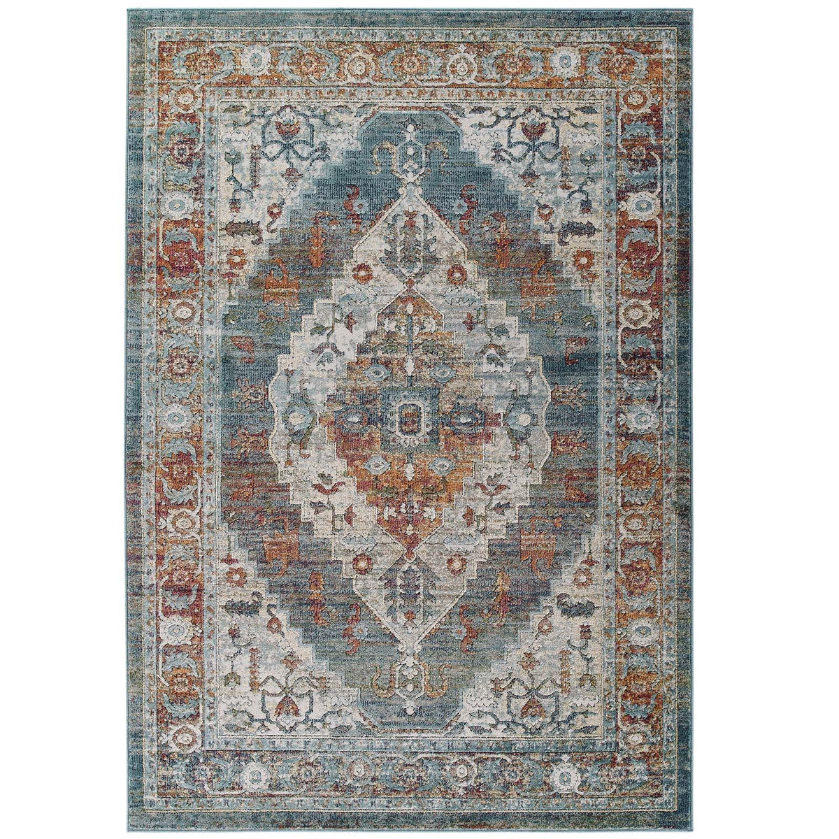 Tribute Camellia Distressed Vintage Floral Vintage Medallion Area Rug - view 1