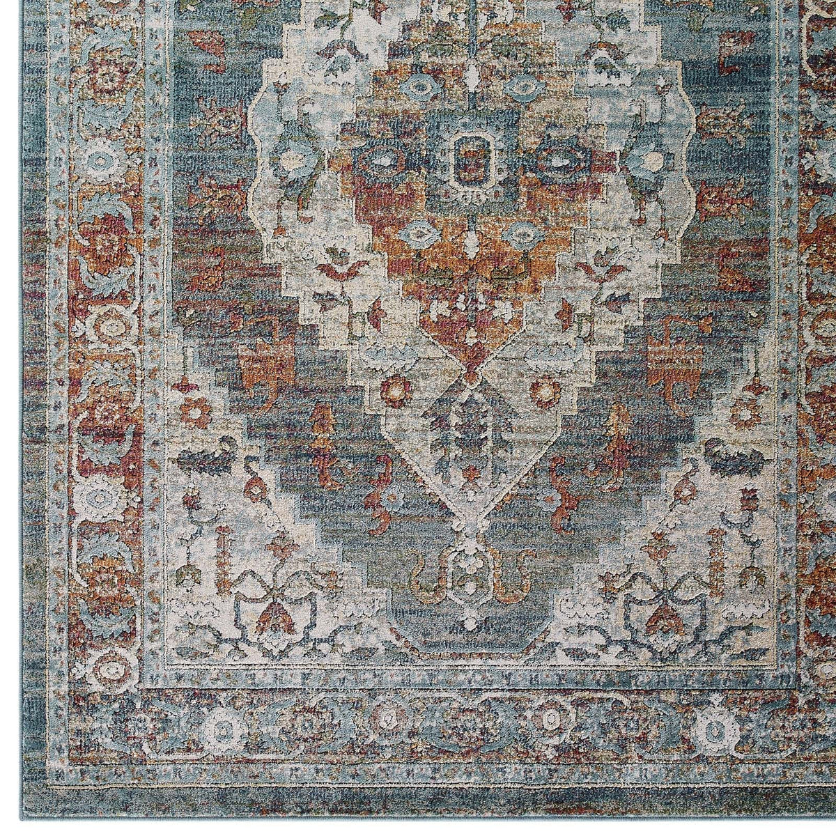 Tribute Camellia Distressed Vintage Floral Vintage Medallion Area Rug - view 1