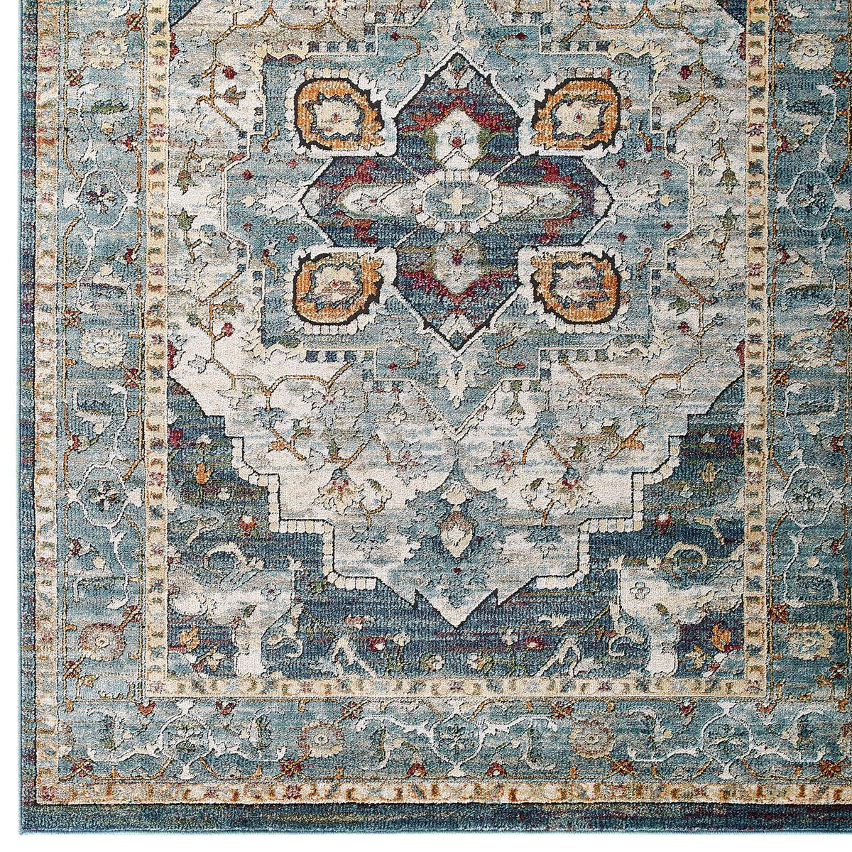 Tribute Diantha Distressed Vintage Floral Vintage Medallion Area Rug