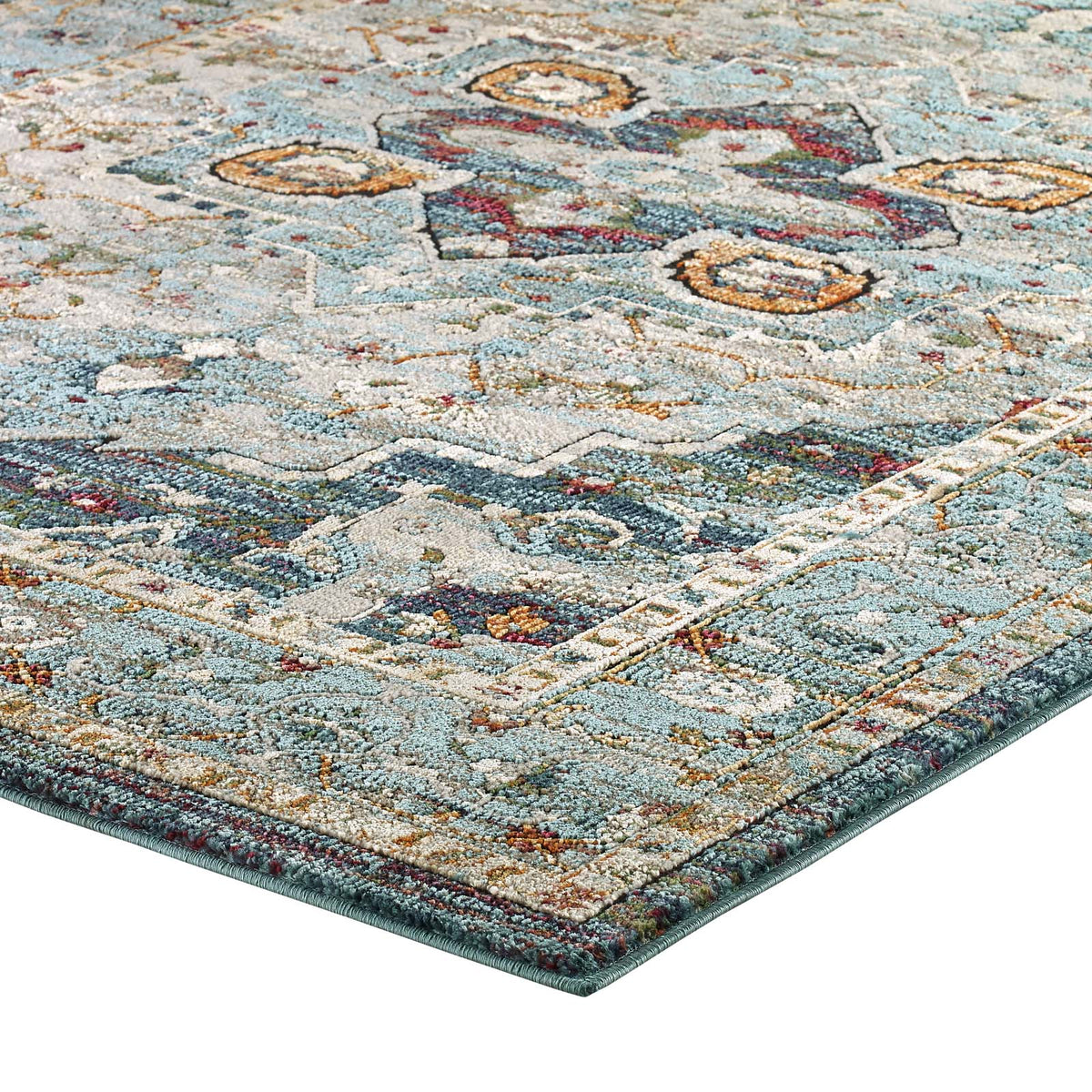 Tribute Diantha Distressed Vintage Floral Vintage Medallion Area Rug