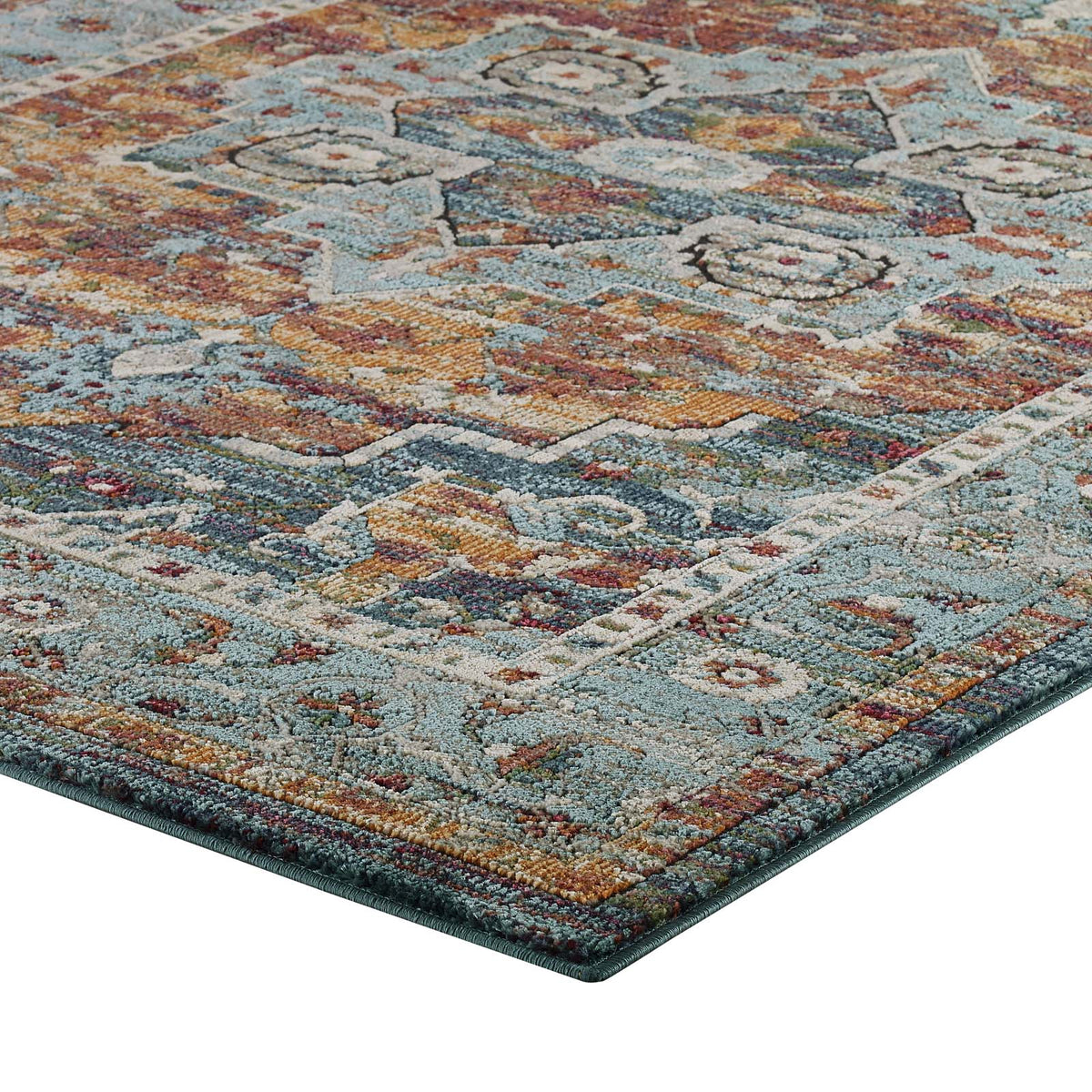 Tribute Diantha Distressed Vintage Floral Vintage Medallion Area Rug