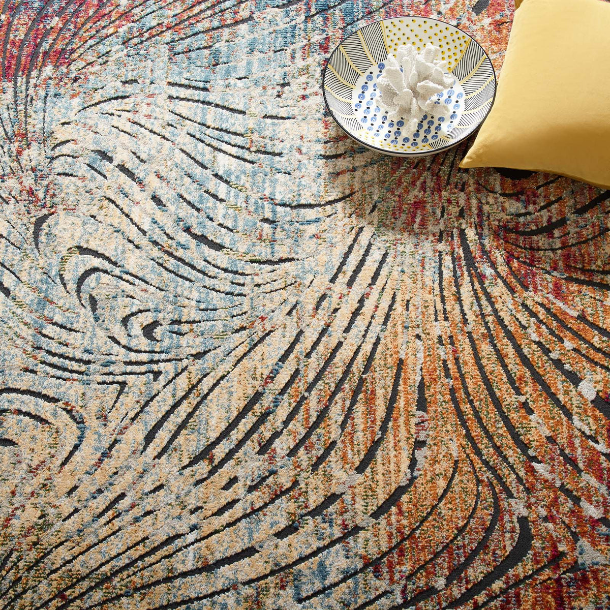 Tribute Ember Contemporary Modern Vintage Mosaic Area Rug