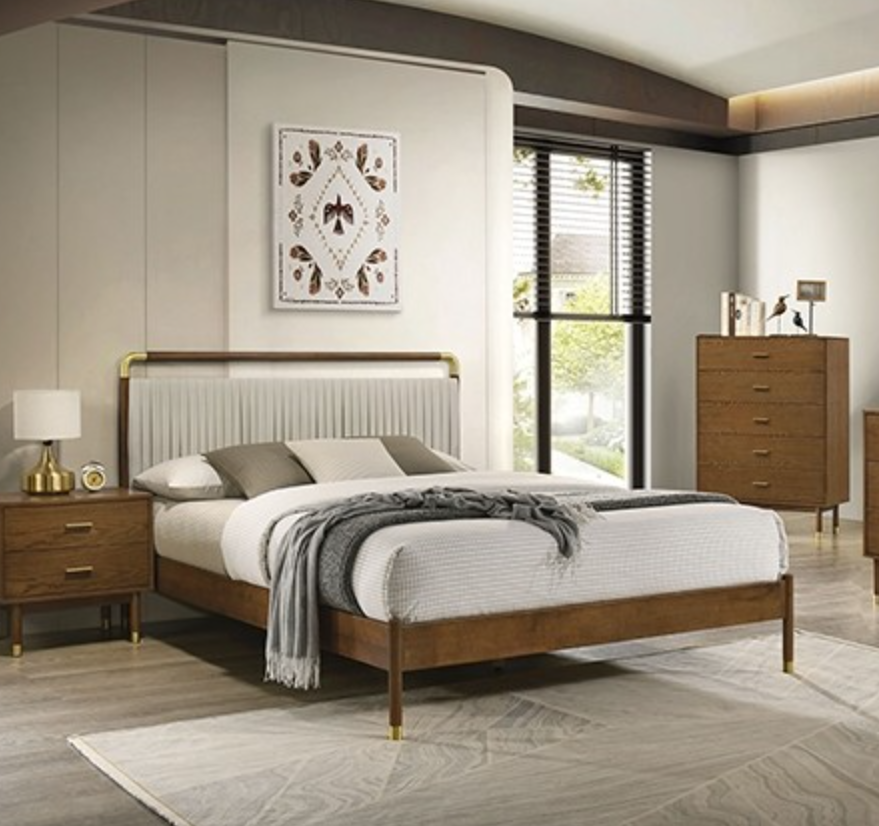 Ripley Walnut Fabric Queen Bed