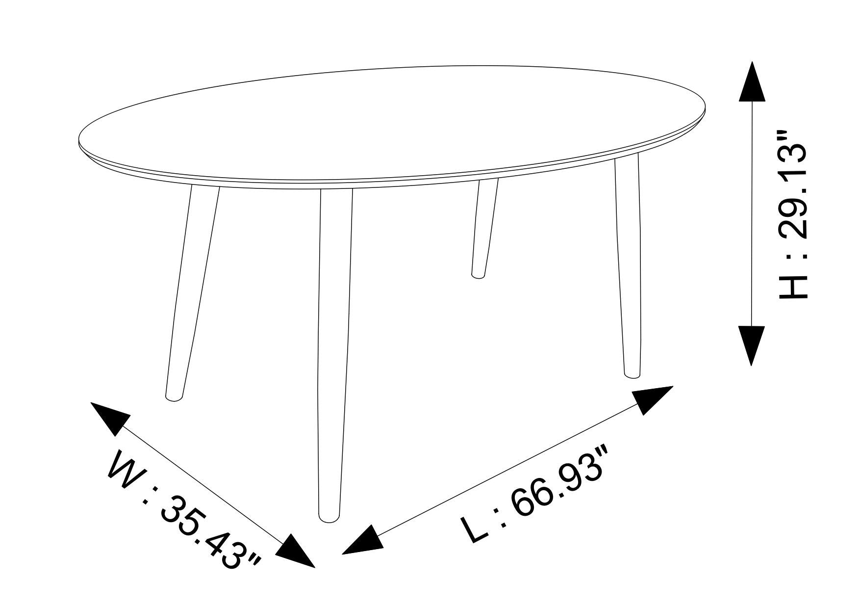 Rixos Oval Dining Table White Top