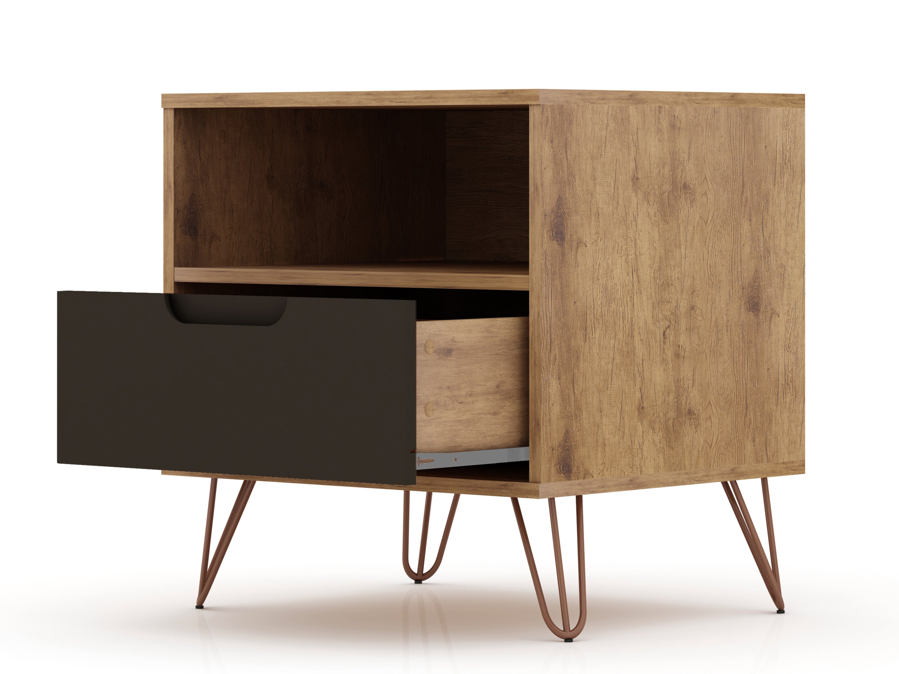Rockefeller 1.0 Nature and Textured Grey Nightstand