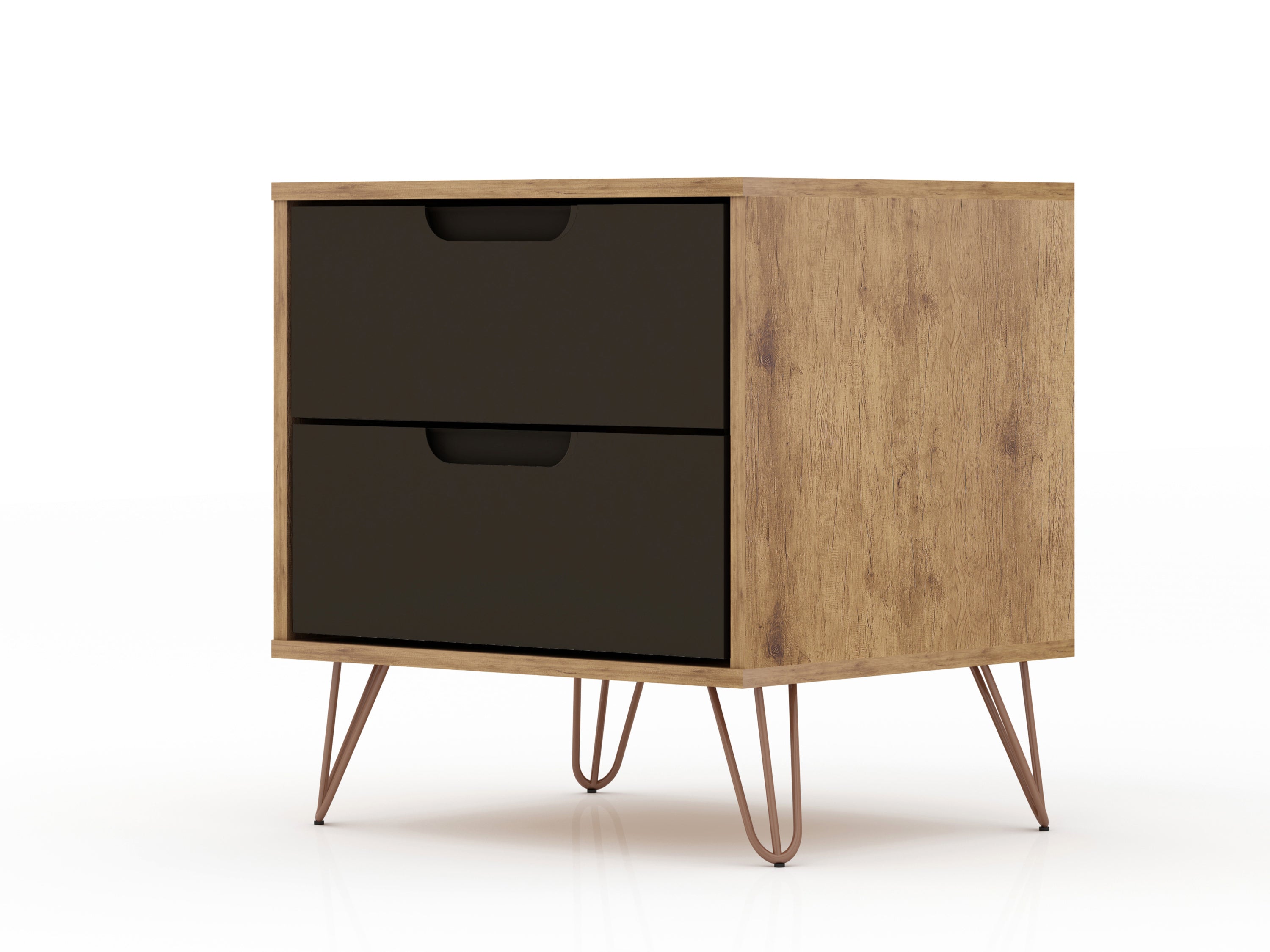 Rockefeller Nightstand 2.0 in Nature and Textured Grey