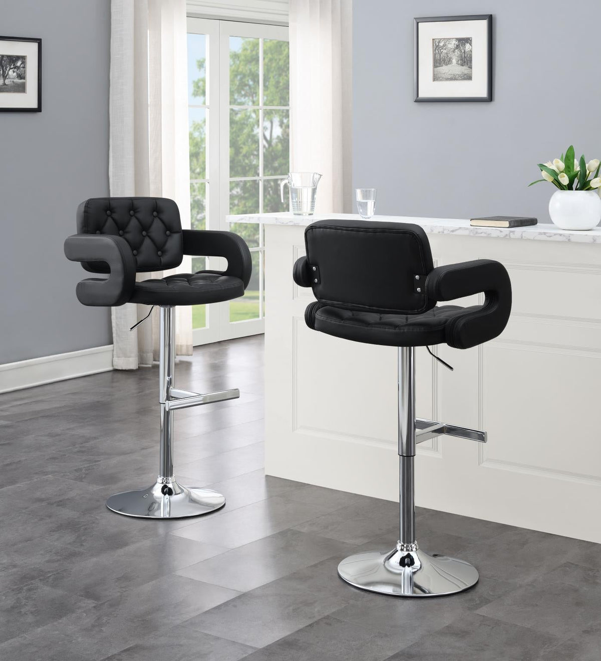 Faux Leather Bar Stool (Black, Gray, White)