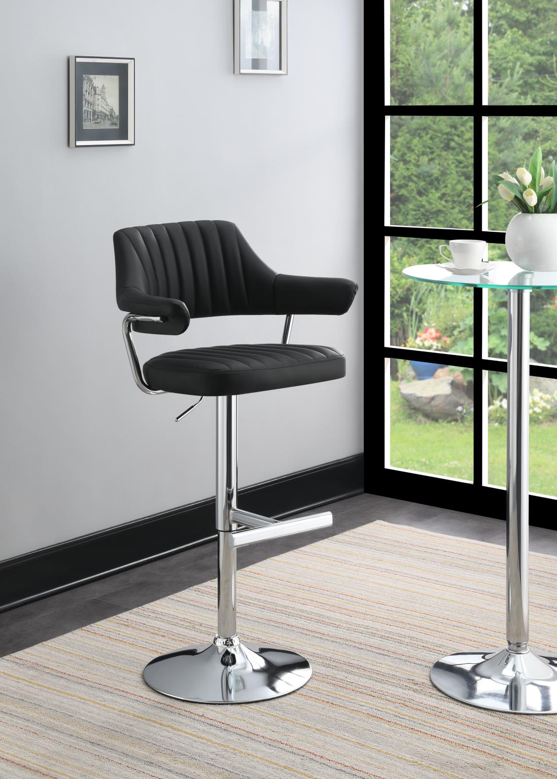 Faux Leather Bar Stool with Padded Seat